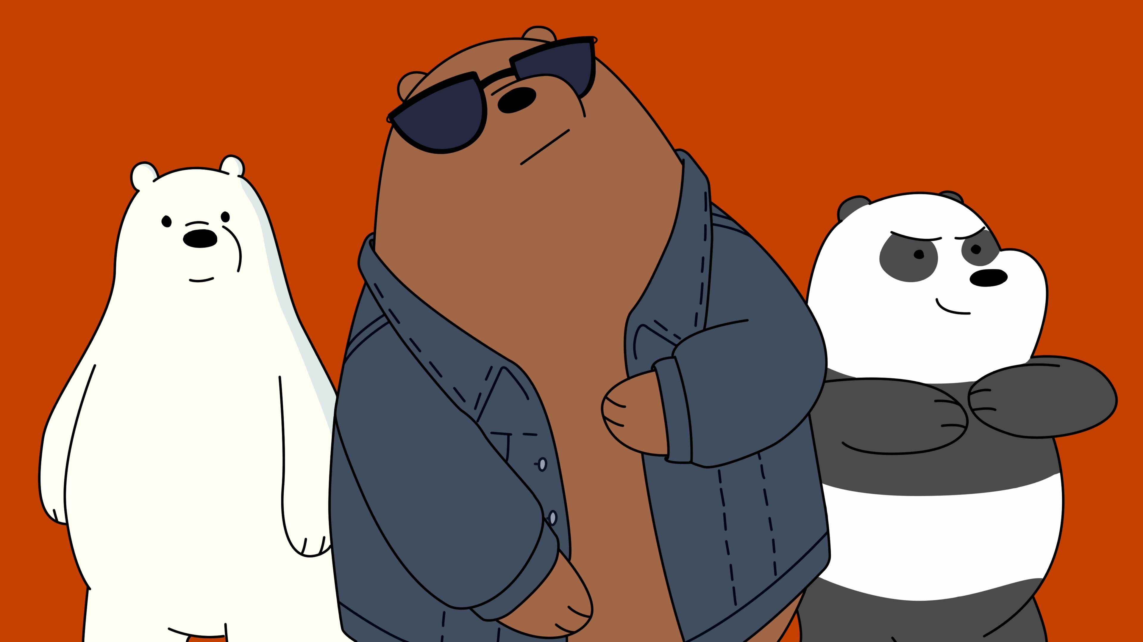 A cartoon bear, panda and grizzly standing together - We Bare Bears
