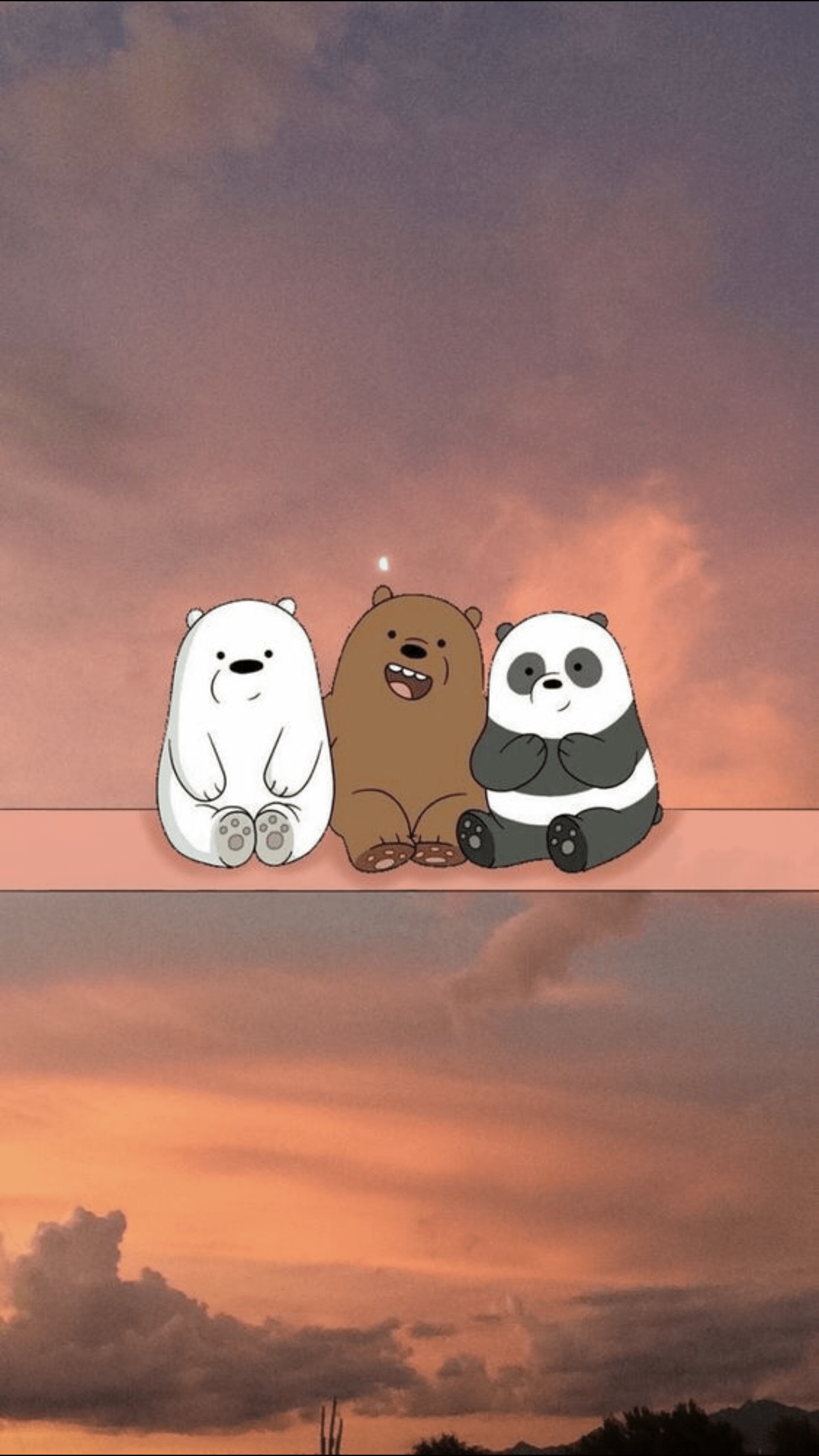 A picture of three bears sitting on the edge - We Bare Bears