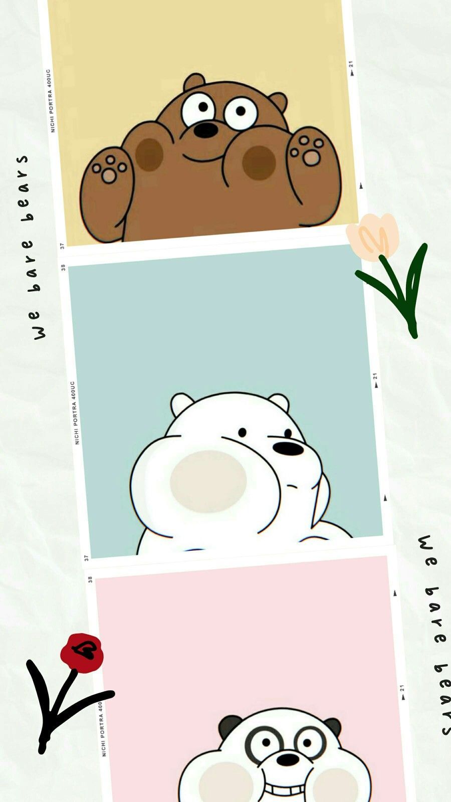 A poster with three different pictures of bears - We Bare Bears