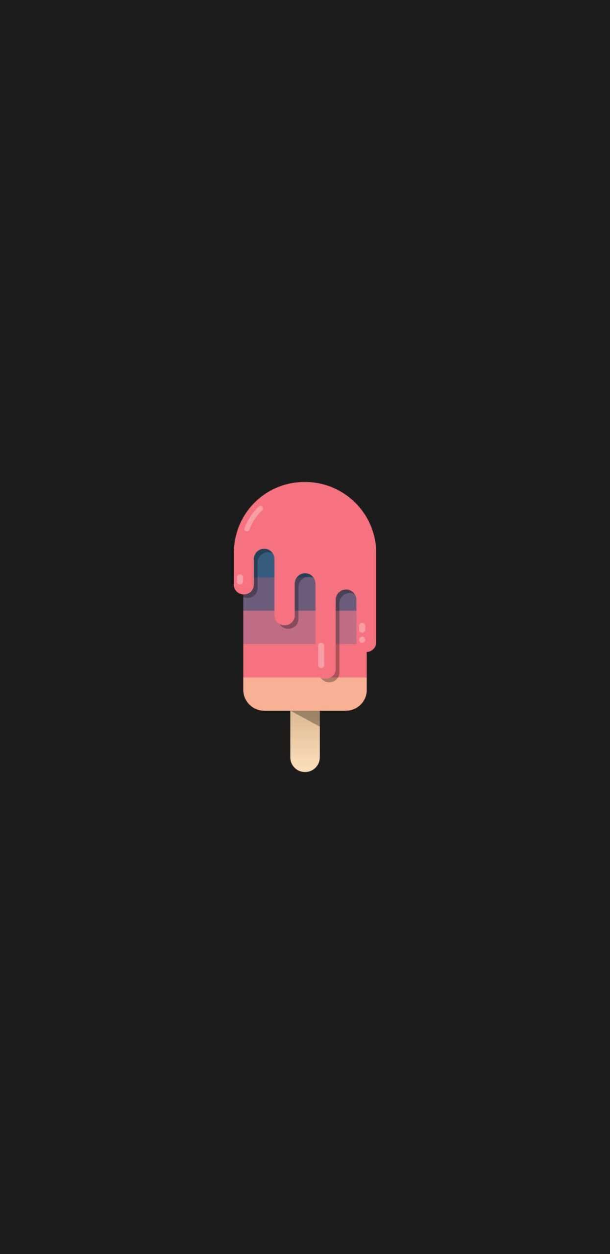 IPhone wallpaper of a pink ice cream on a black background - Ice cream