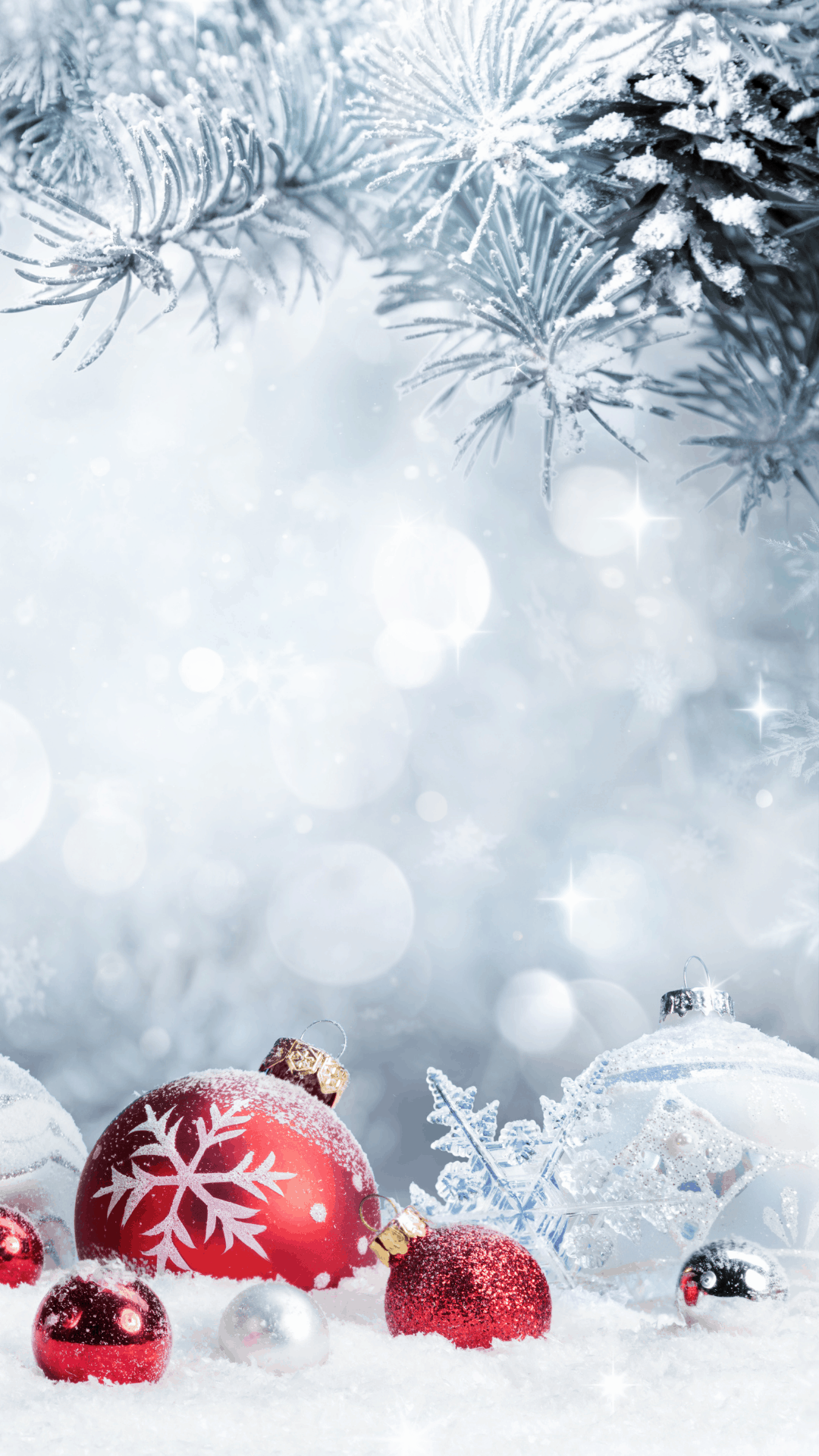 A christmas scene with ornaments and snow - Christmas