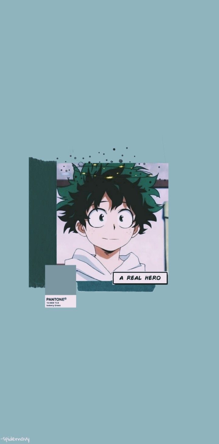 Aesthetic anime wallpaper for phone with green haired boy with a real hero quote - My Hero Academia, Deku