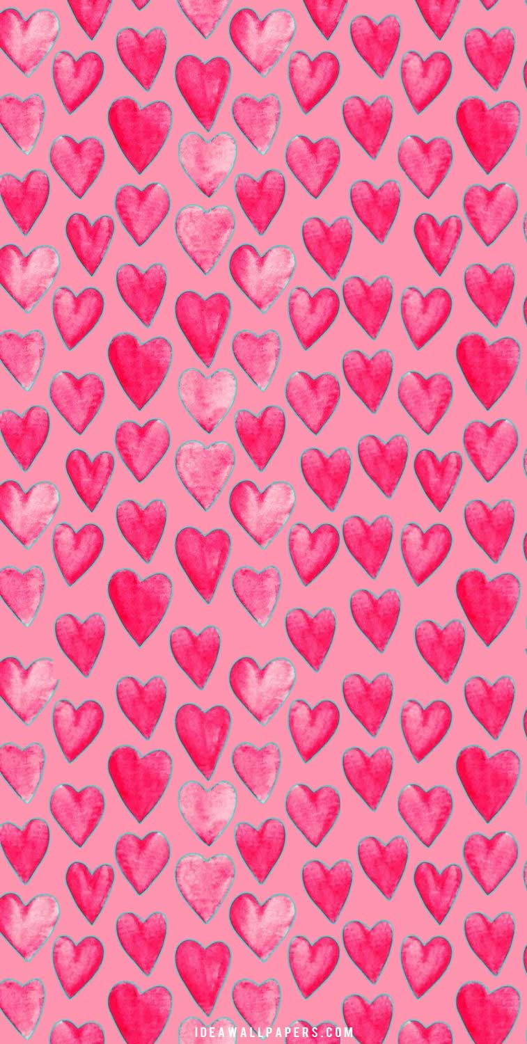 A pattern of pink hearts on the background - February, Valentine's Day, pink heart