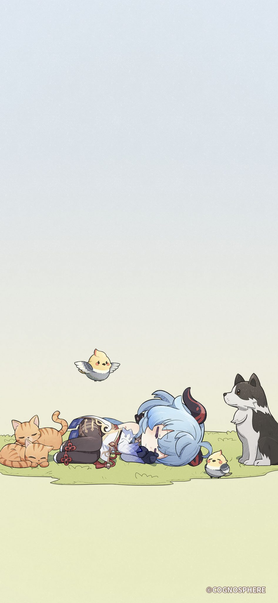 Anime, anime girl, anime wallpaper, anime phone wallpaper, phone wallpaper, cat, dog, bird - Funny