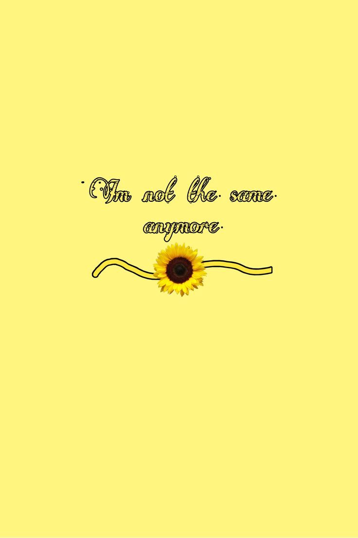 Aesthetic background yellow with sunflower and quote i'm not the same anymore - August