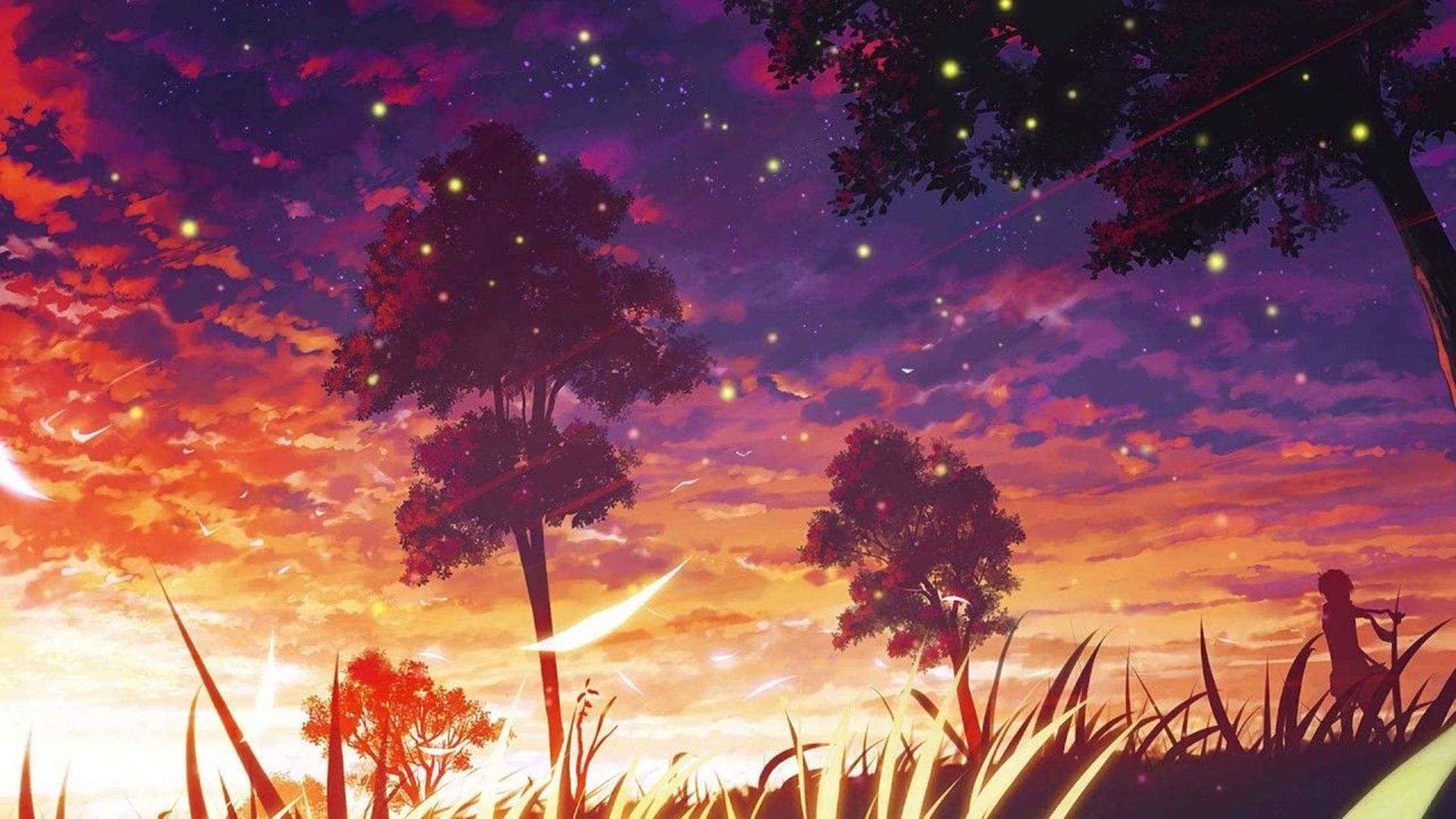 Anime wallpaper, person in the sky - Lo fi