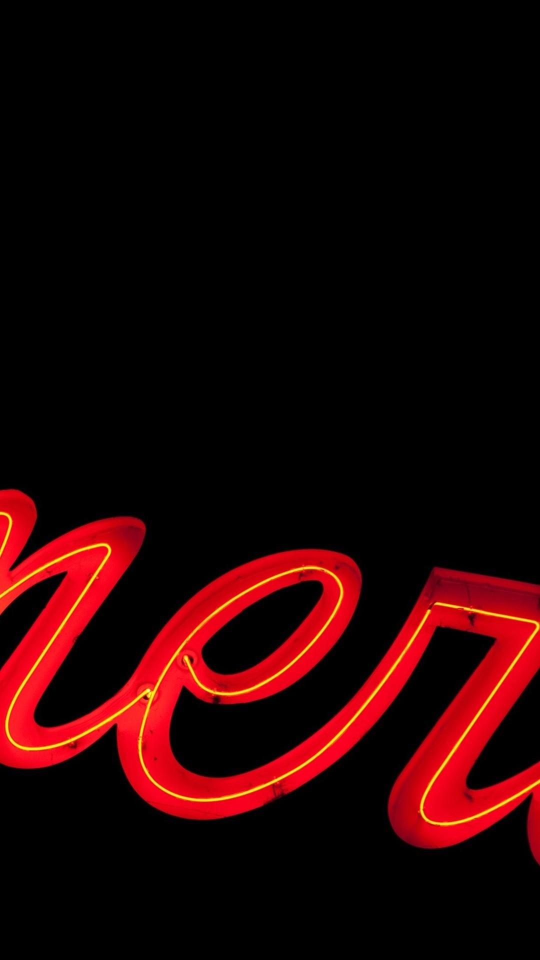 Neon sign wallpaper for iPhone and Android - Neon red