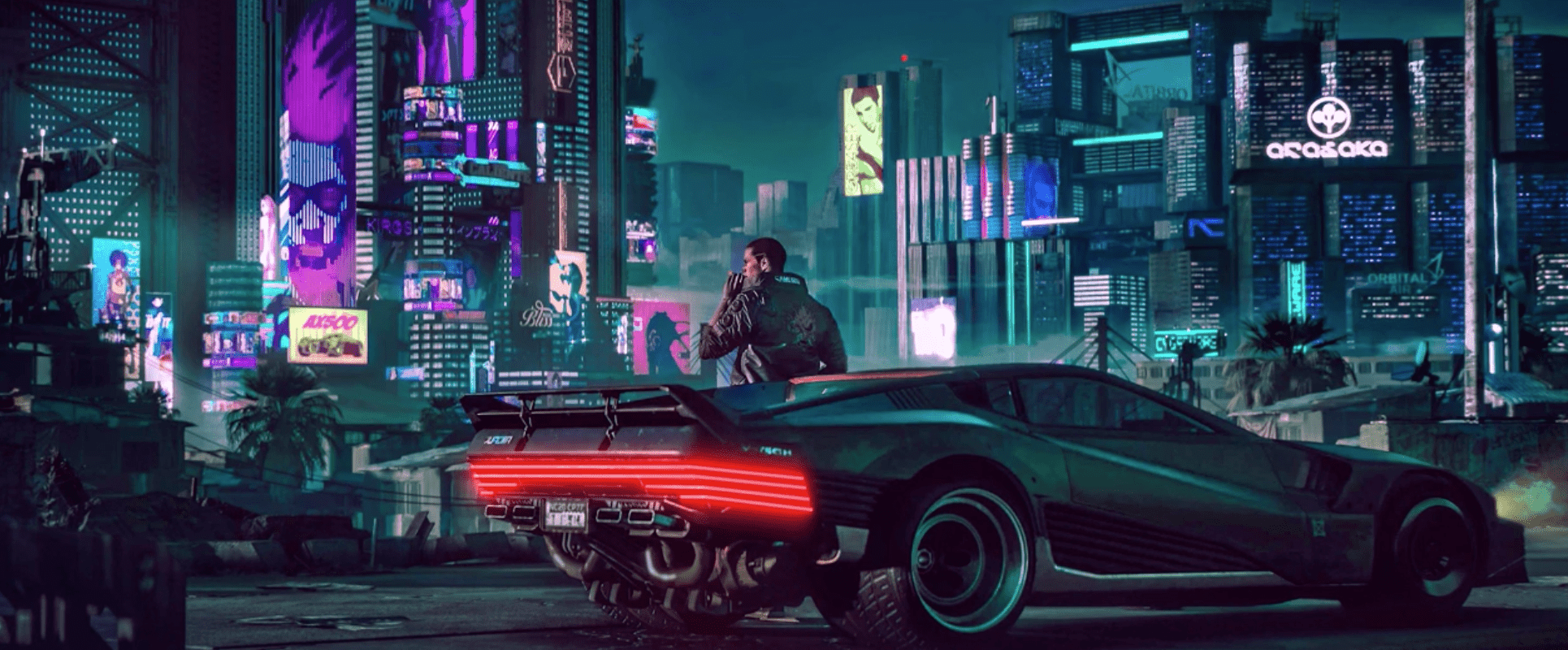A man in the future is standing next to his car - Cyberpunk