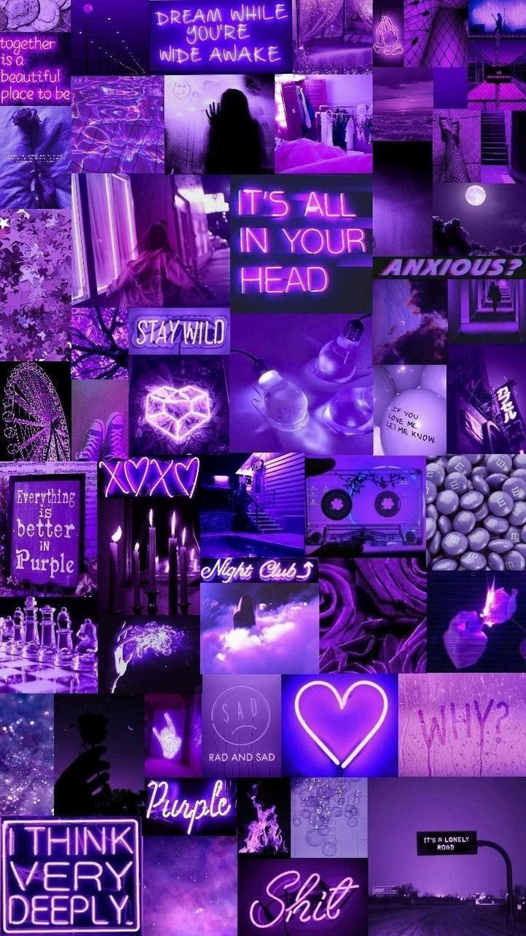 A collection of purple pictures with different words - Purple, neon, Android, BTS, cute purple, pastel purple, light purple, violet, neon purple, magenta, sad, lavender