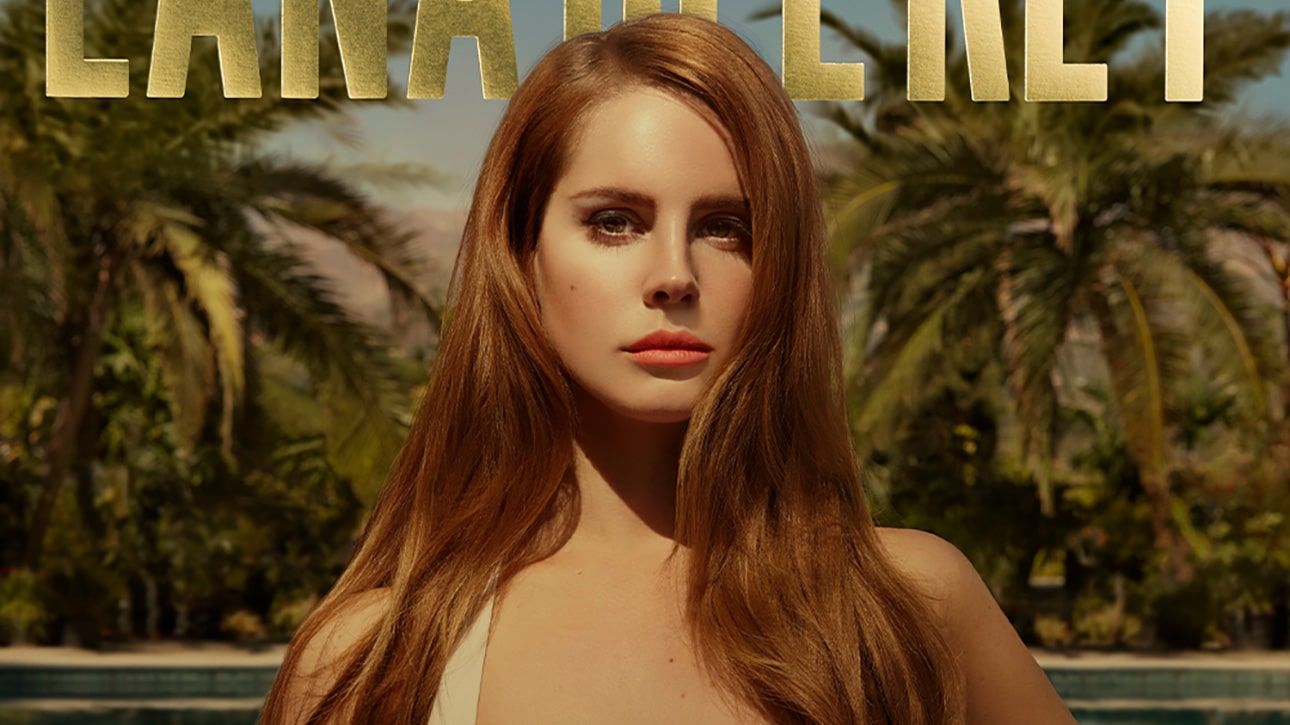 A woman in white bikini is standing next to the pool - Lana Del Rey