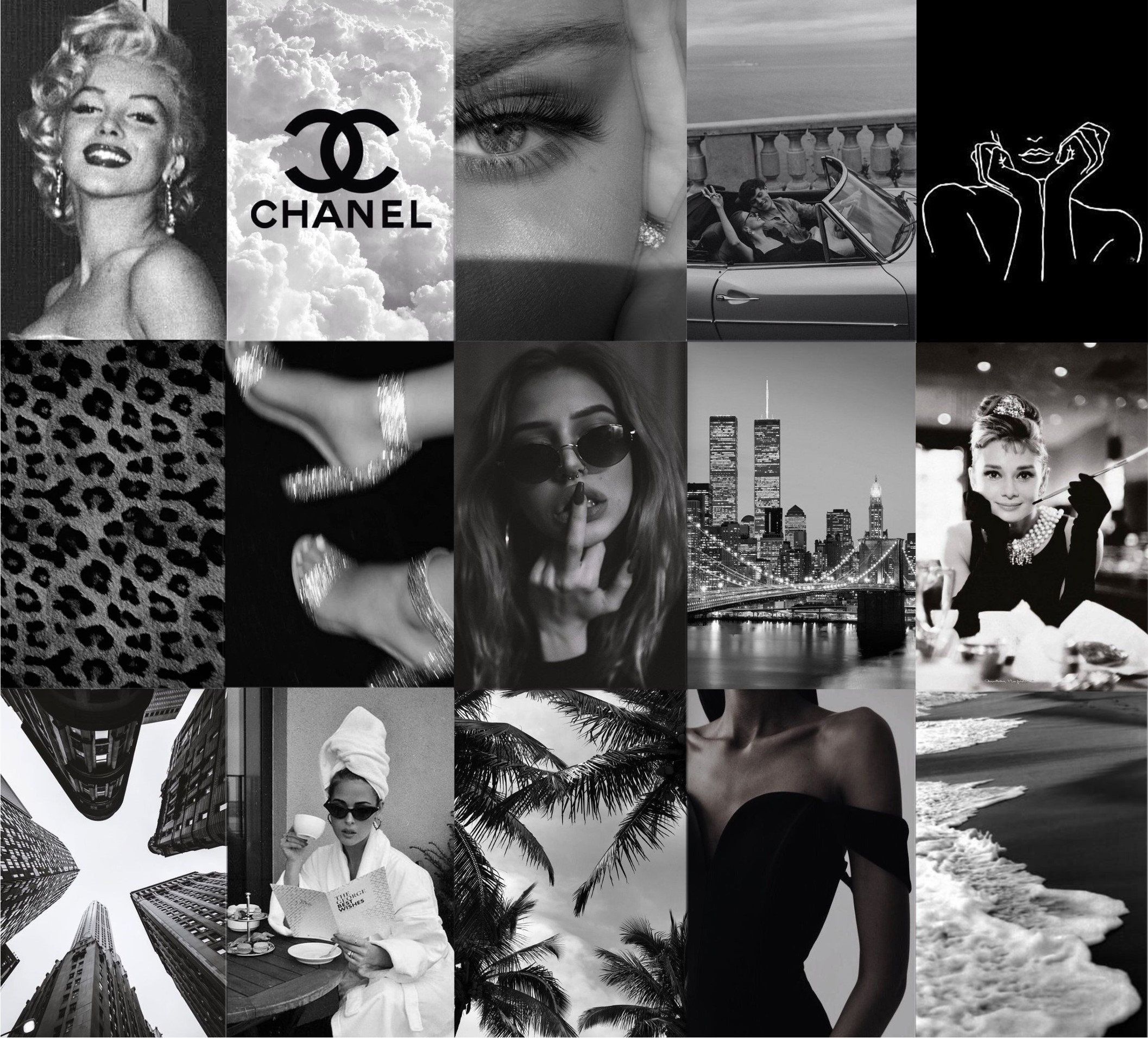 A collection of black and white photos featuring chanel - Vogue, boujee