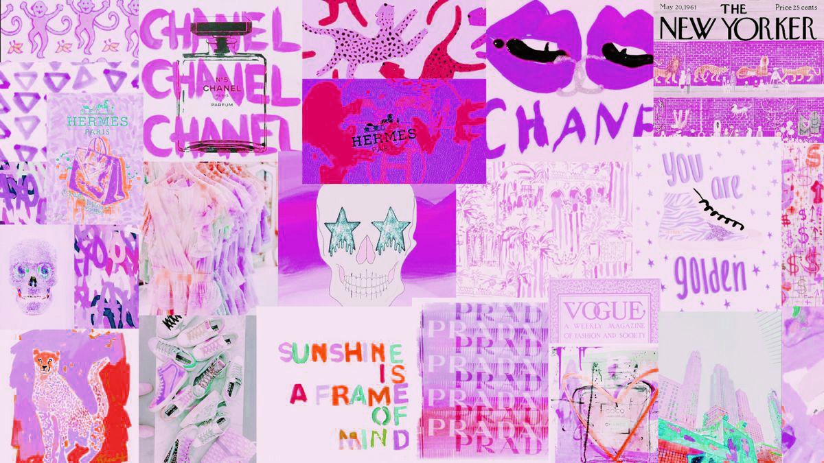 A collage of purple and pink images with text - Vogue