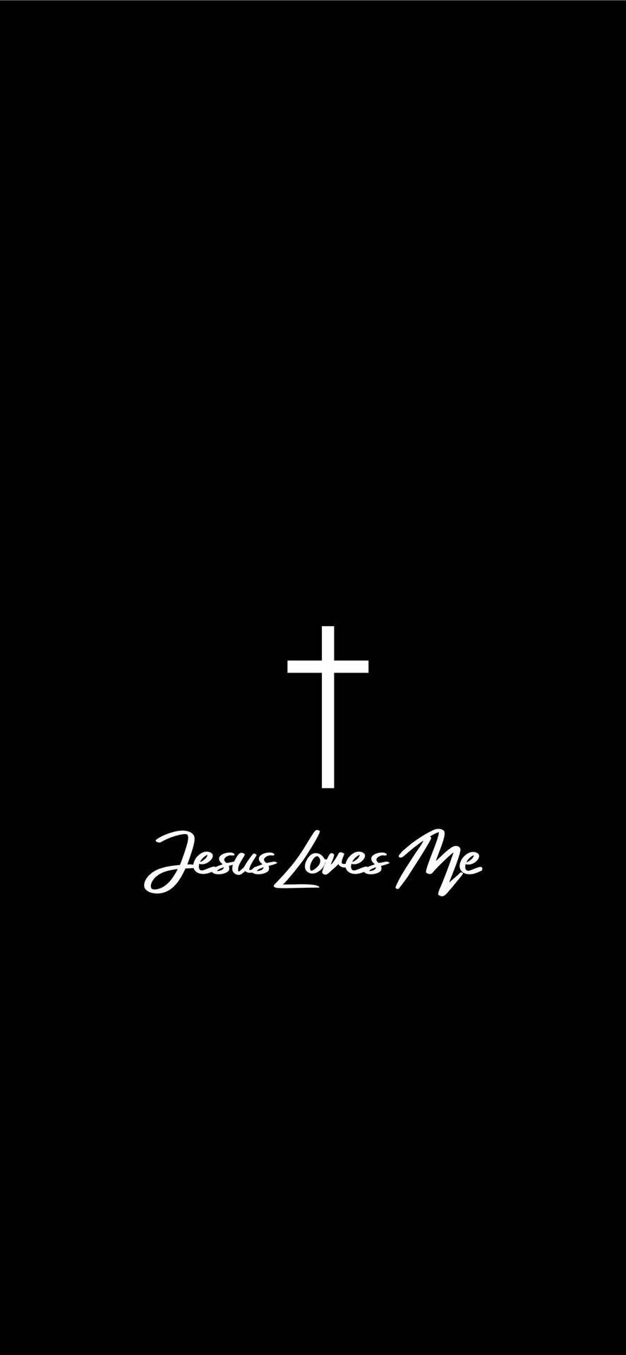 Black background with white cross and text that says 