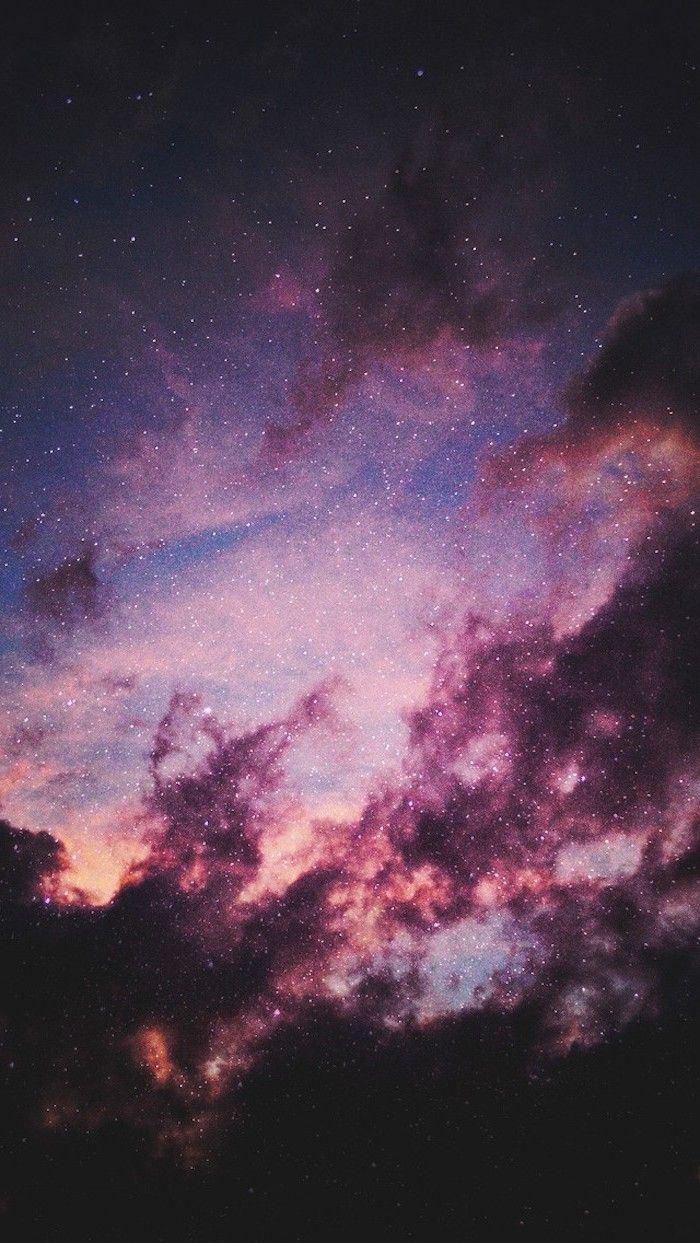 Galaxy wallpaper, purple and blue sky, with pink clouds, stars in the sky, aesthetic backgrounds - Galaxy