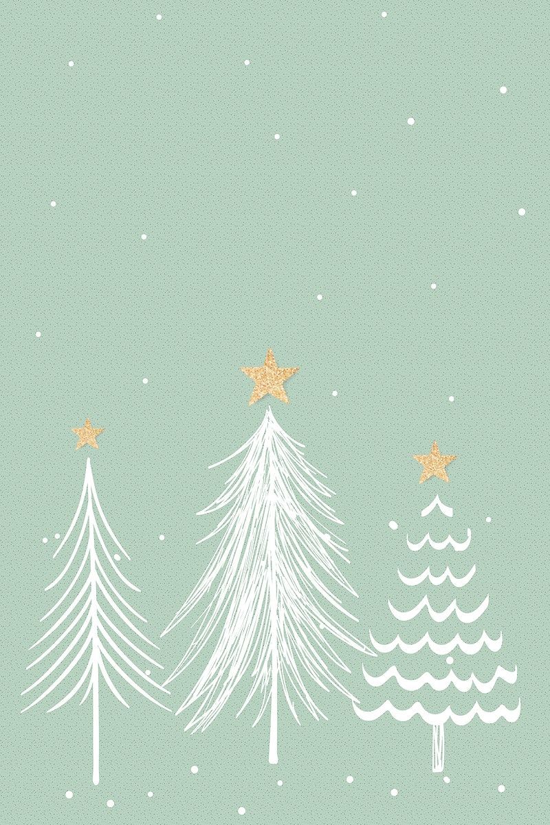 Green Christmas background, aesthetic pine trees doodle. free image by rawpixel.com / Busbus. Christmas doodles, Xmas wallpaper, Christmas wallpaper