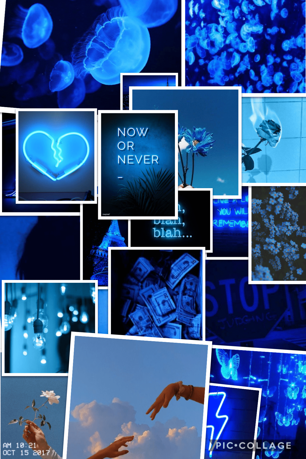 A collage of blue aesthetic pictures - Dark blue