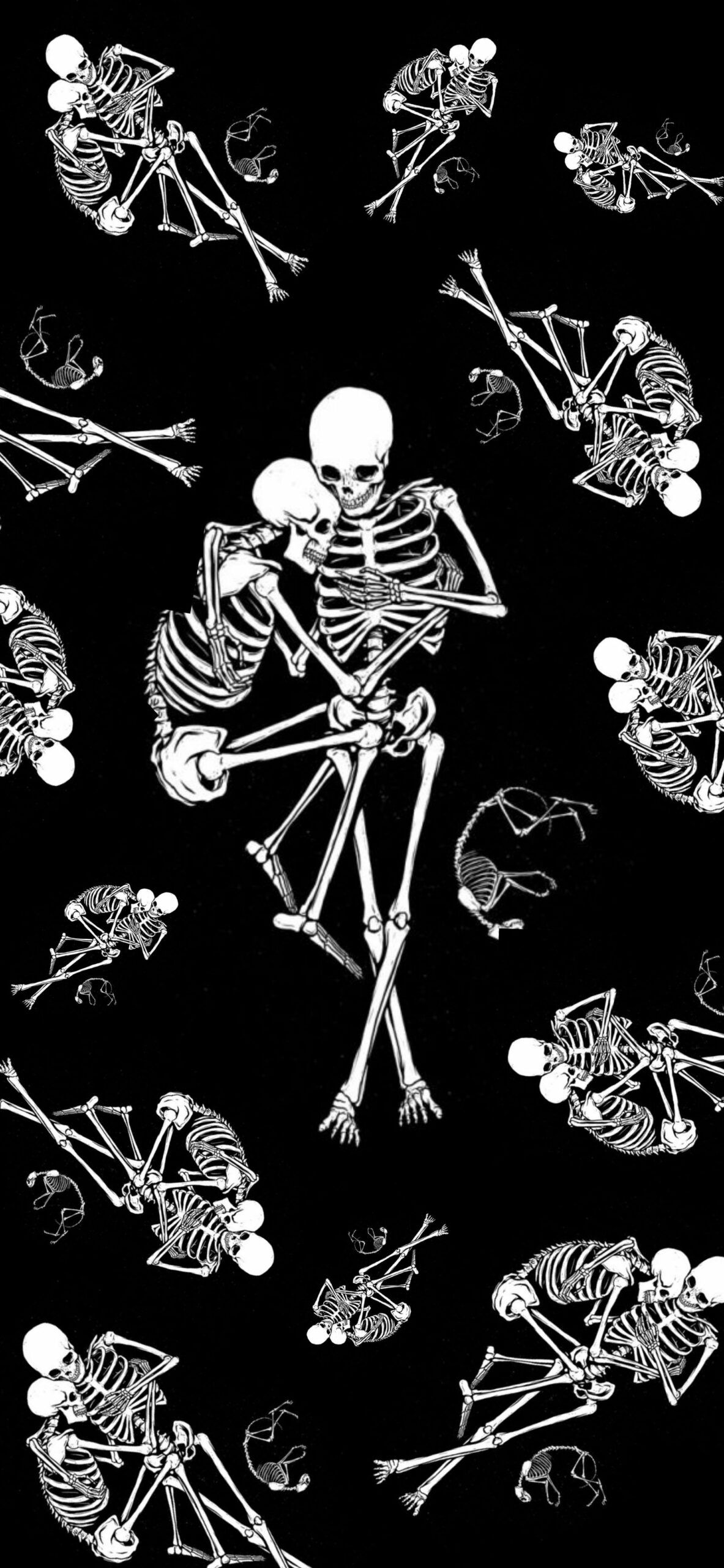 Skeletons Family Black Wallpaper Wallpaper for iPhone