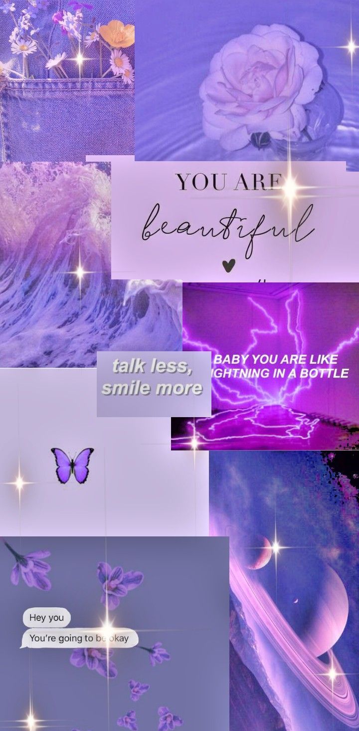 A collage of pictures with purple and pink - Purple