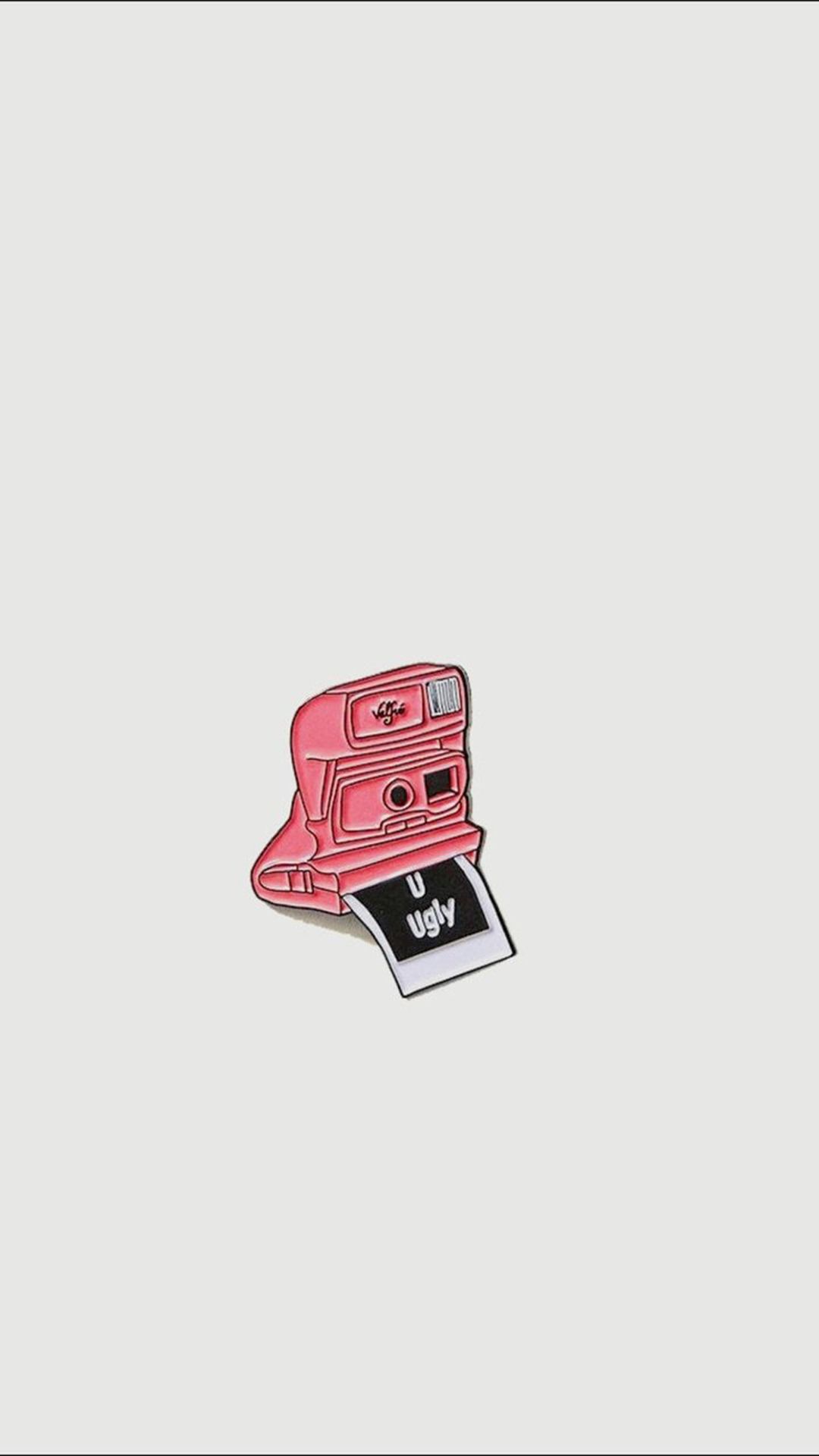 A pink polaroid camera pin - Vintage, couple