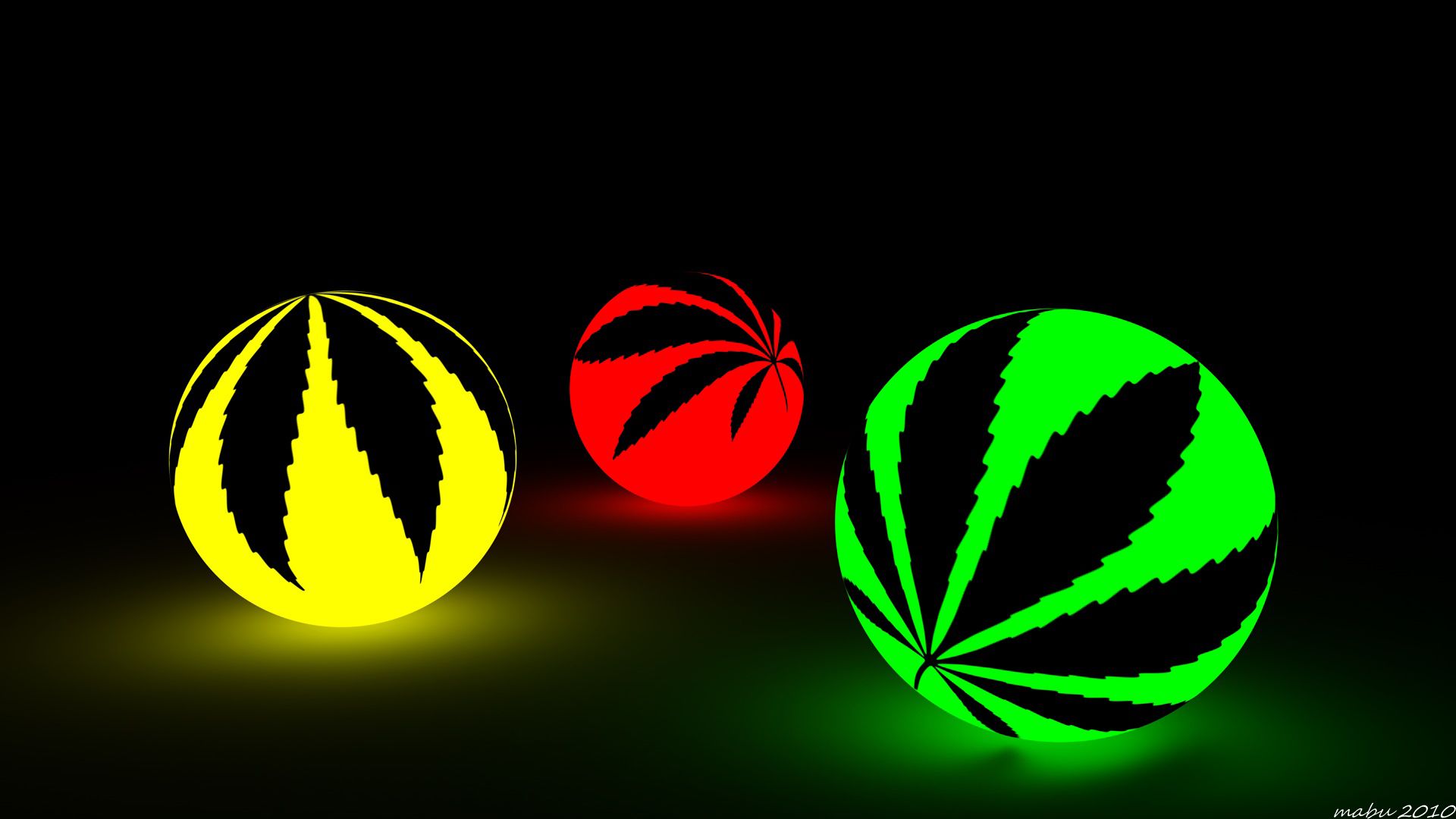 A green, yellow and red lighted ball - Weed