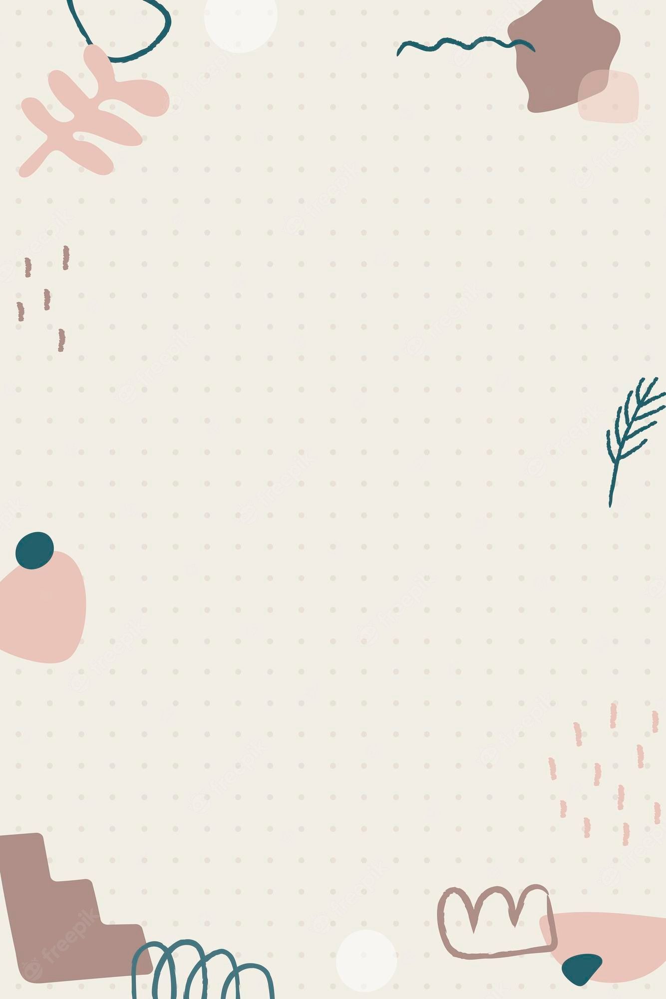 A frame with abstract shapes and plants - Cute, doodles, pretty, vector