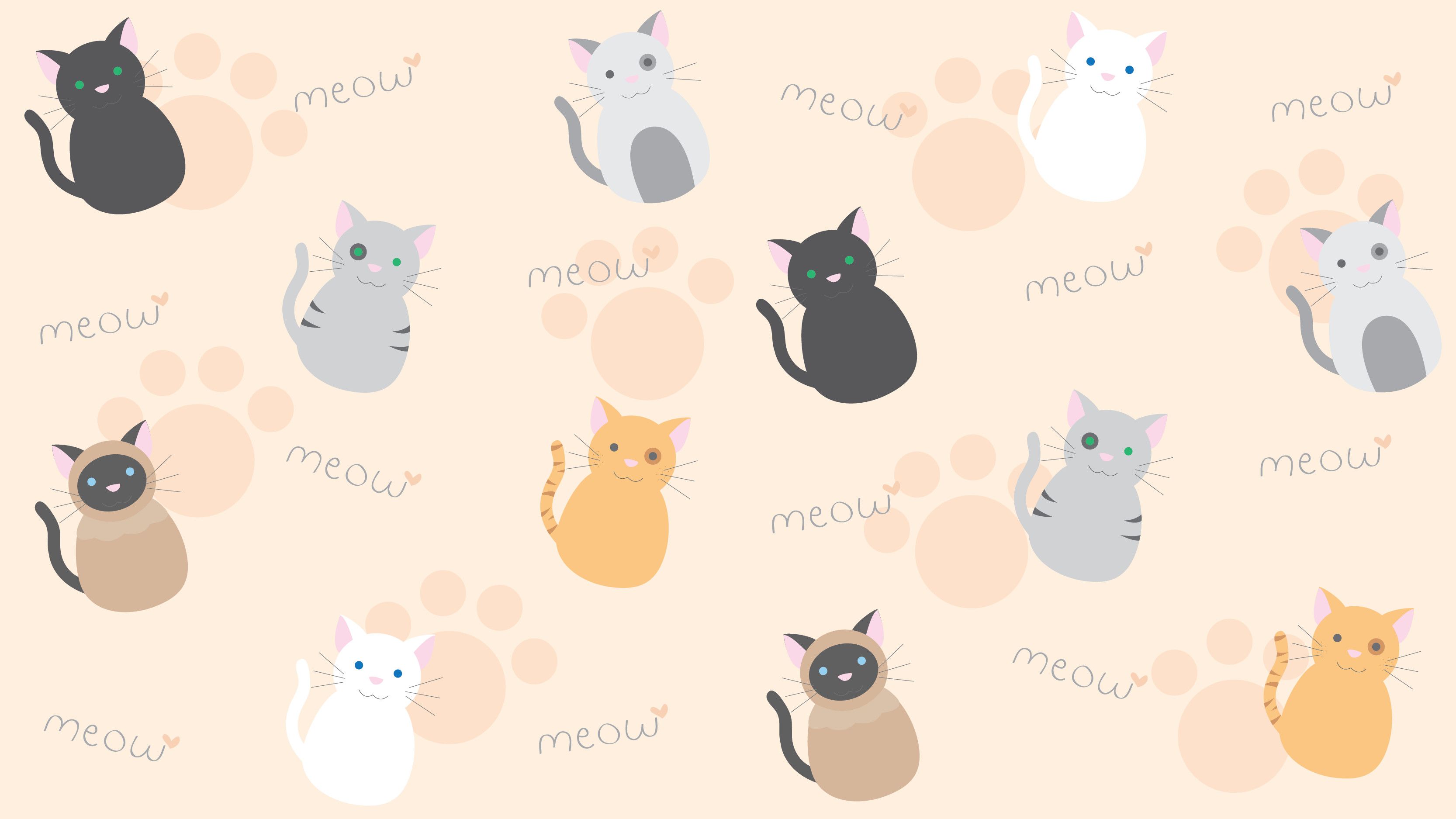 A pattern of cats and paw prints - Cat