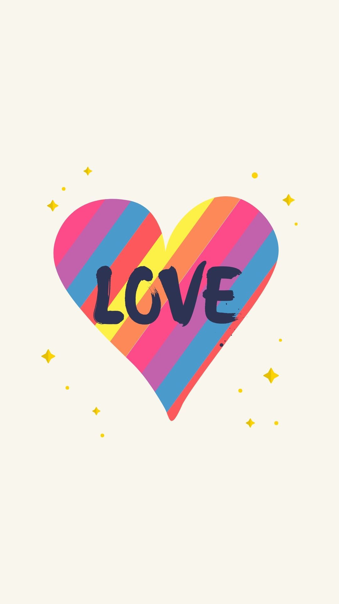 The word love is written in a rainbow heart - Love