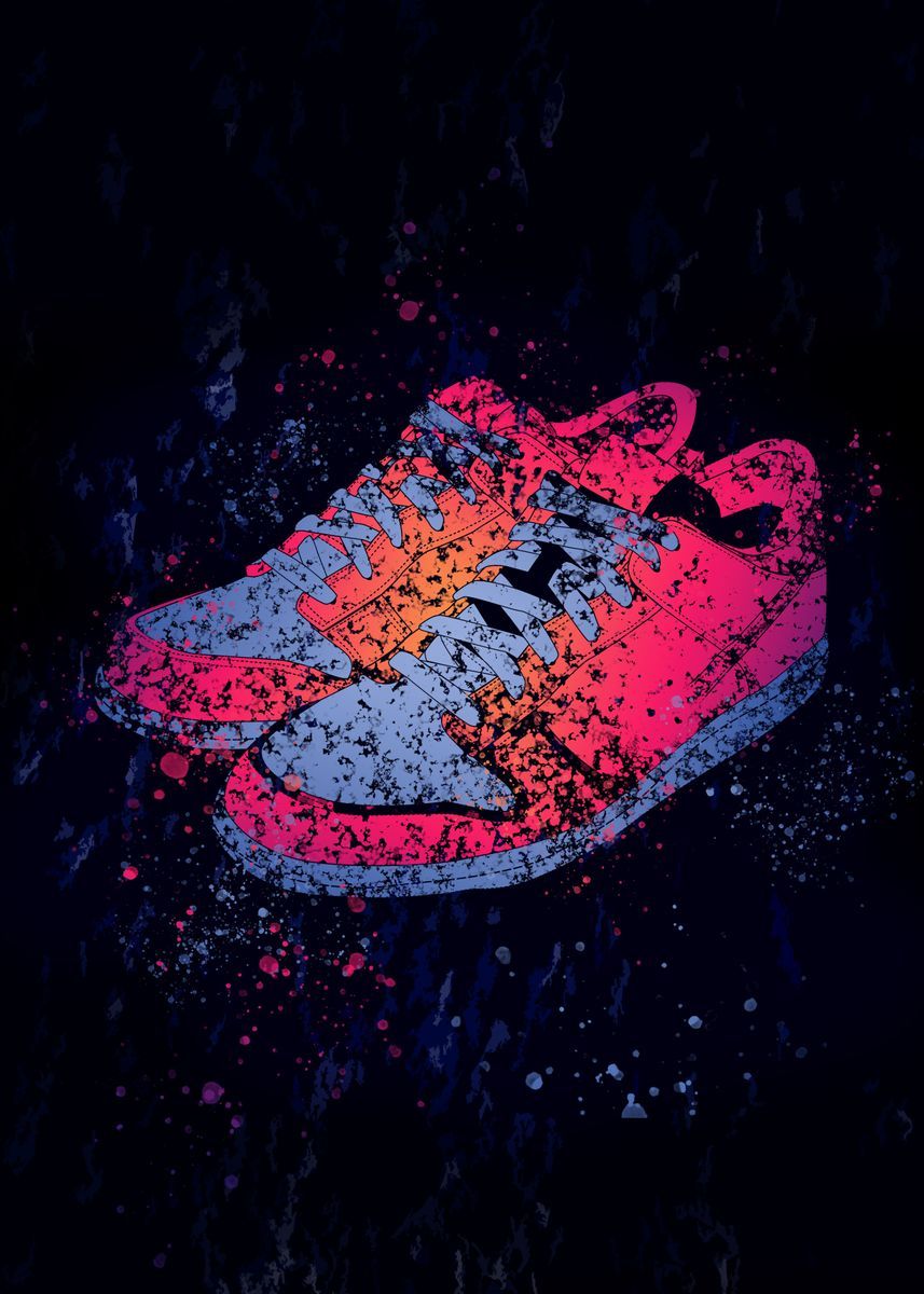 A pair of sneakers in a splatter paint style - Shoes