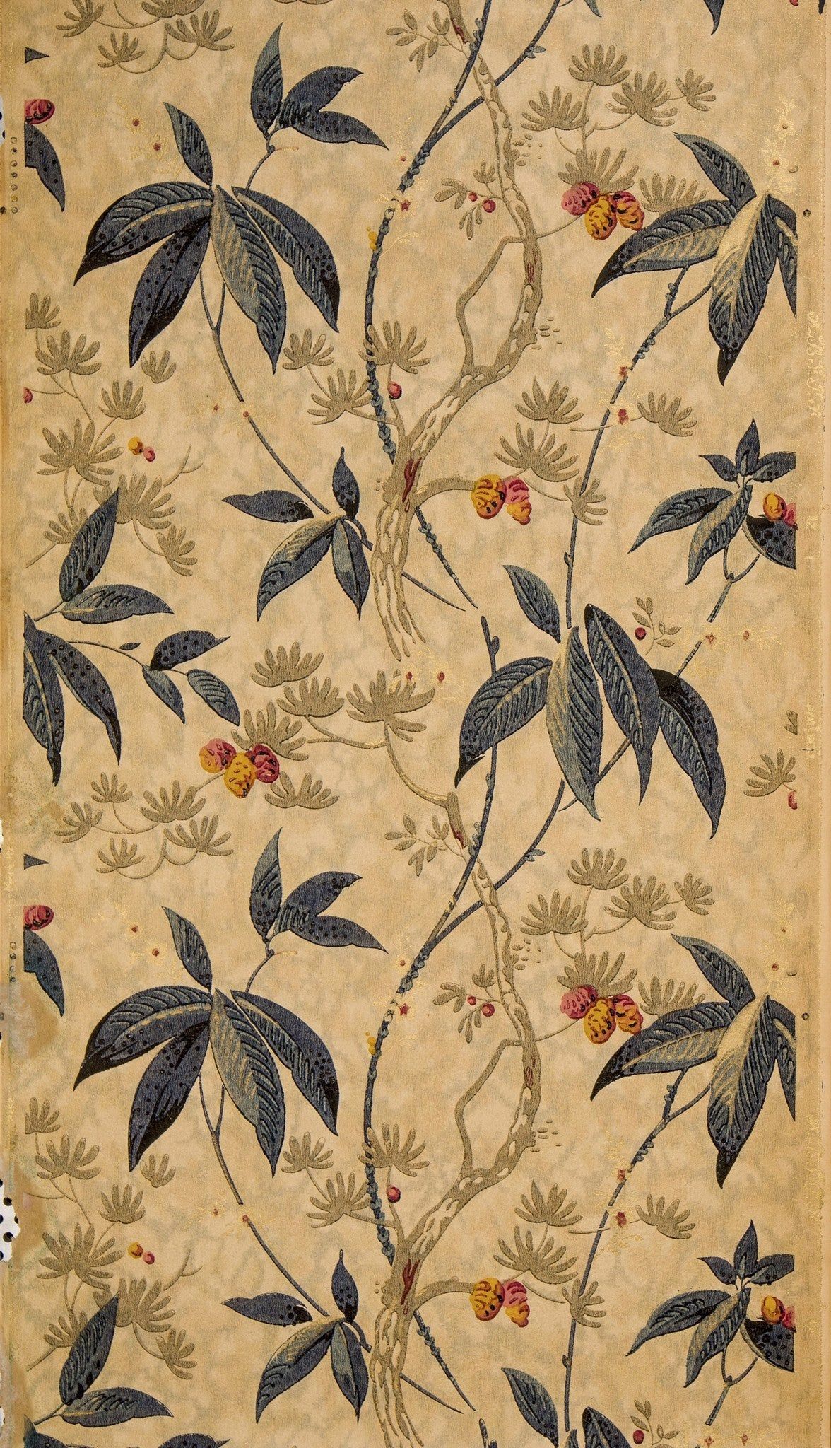 A close up of an oriental style wallpaper - Leaves
