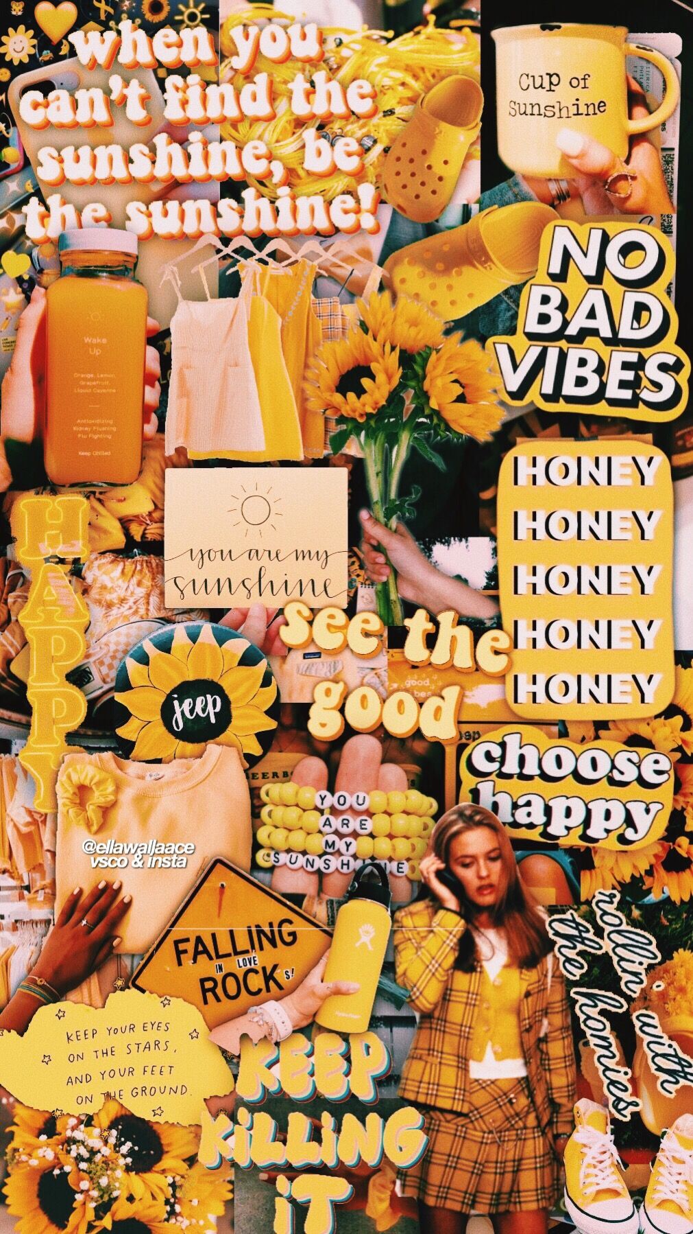A collage of pictures with the words sunny and yellow - VSCO