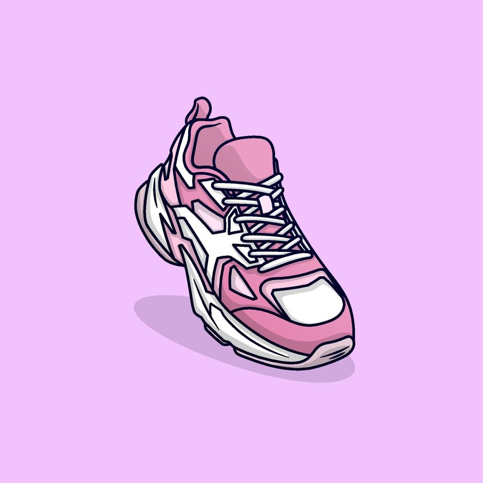 A pink sneaker on top of purple background - Shoes