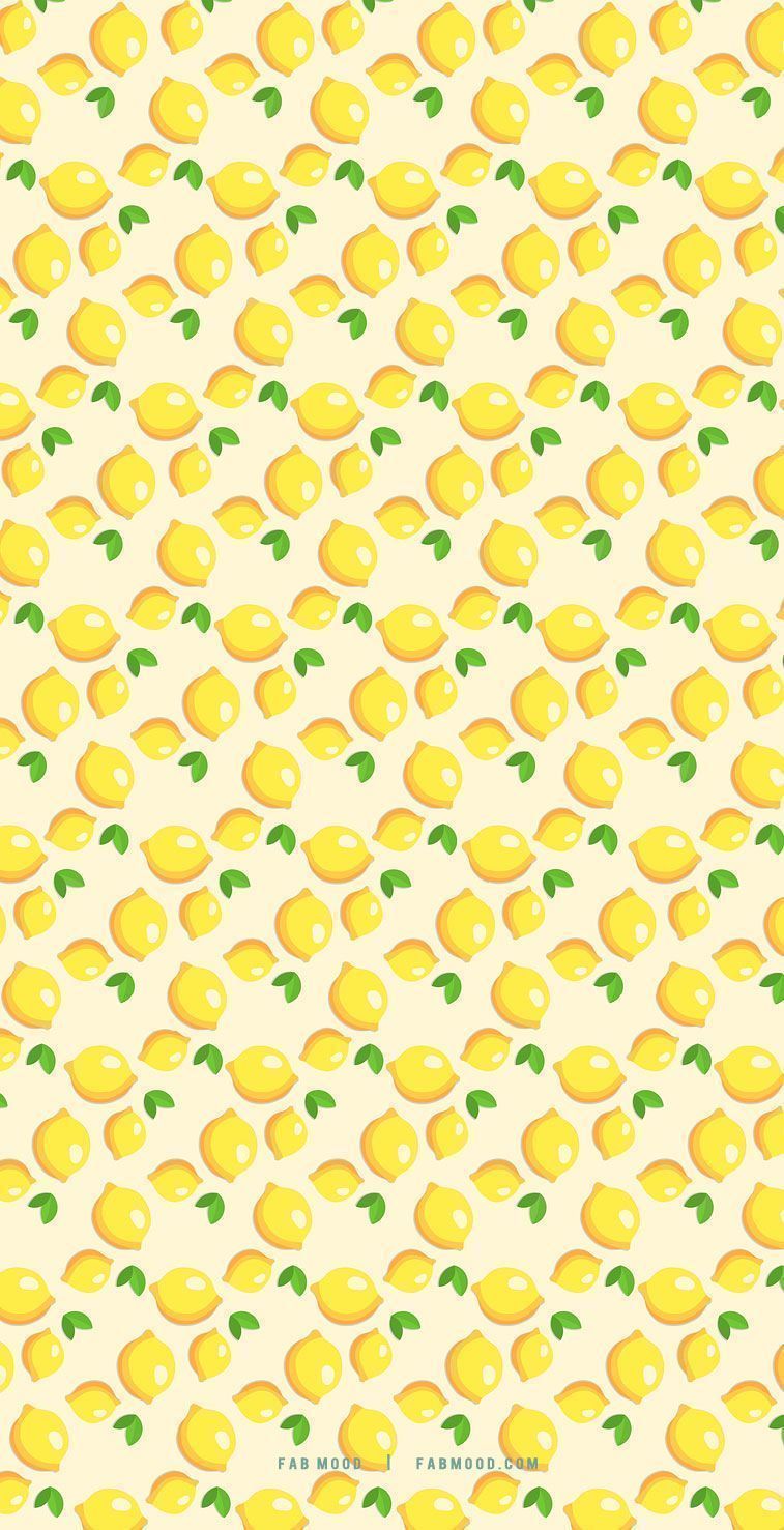 IPhone wallpaper with a pattern of yellow lemons and green leaves on a pale yellow background - Cute, pattern, summer, spring, iPhone, lemon, cute iPhone, yellow iphone, colorful, HD, July