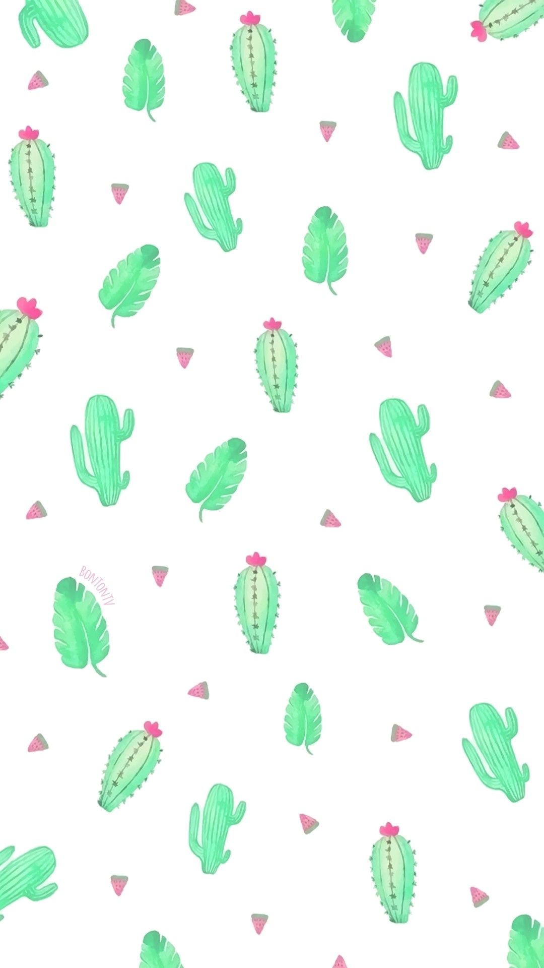 IPhone wallpaper background cute cactus pattern watercolor pink green white background wallpaper background phone background iPhone background cute background wallpaper phone background - Cactus
