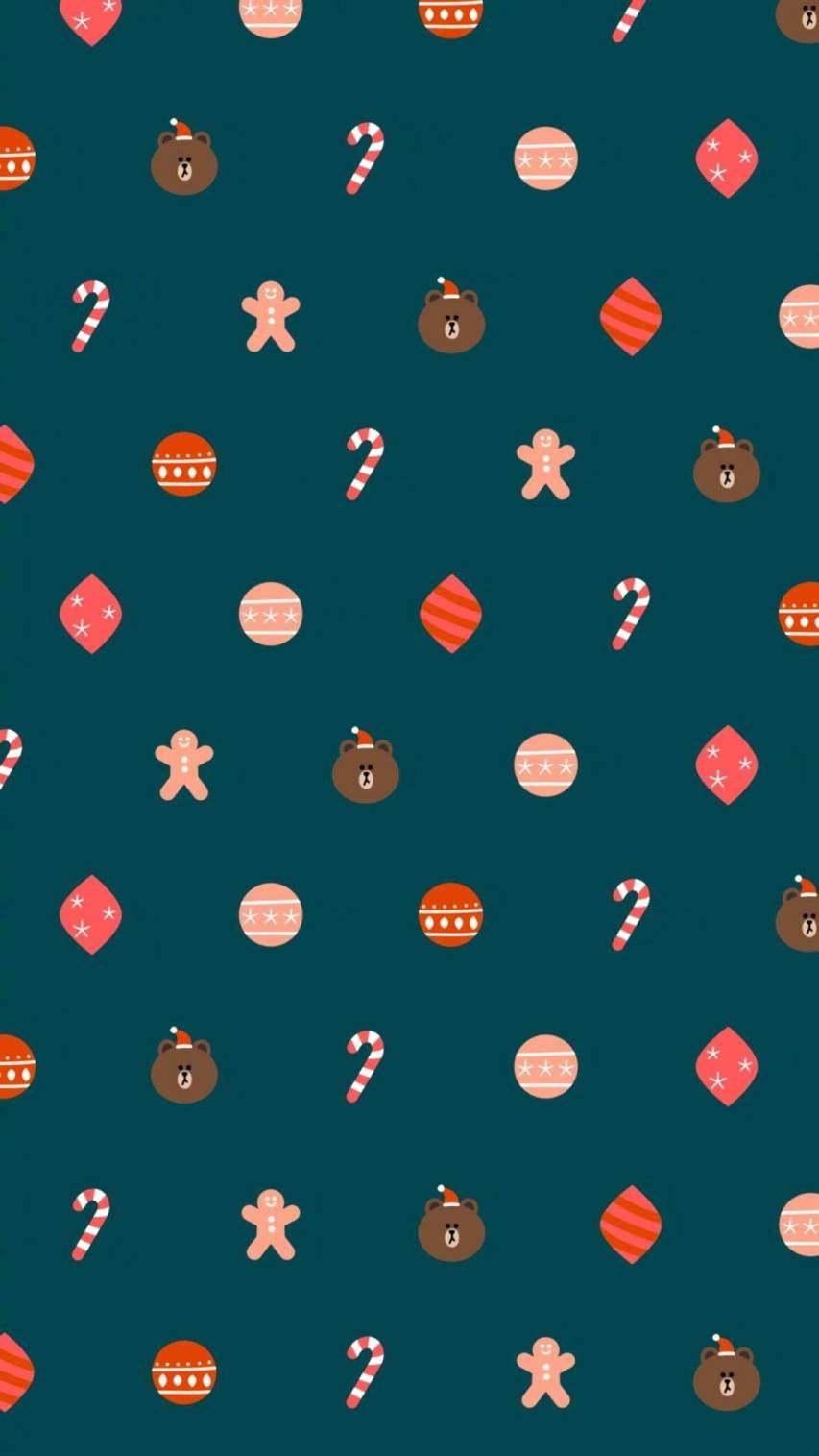 Christmas wallpaper for iPhone X from the holiday emoticon collection - Simple