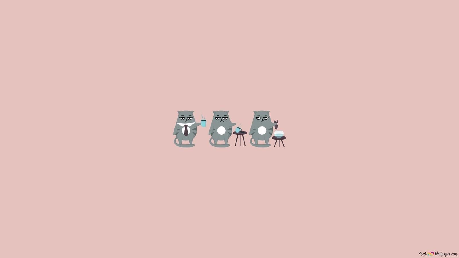 Minimalistic wallpaper with a picture of cats - Simple