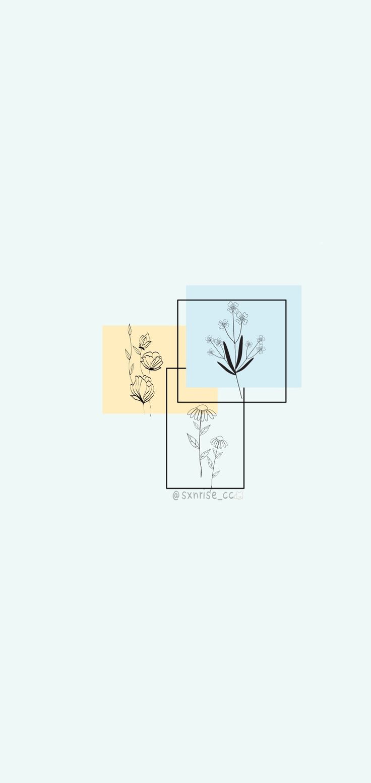 A graphic of an image with three squares and two plants - Simple