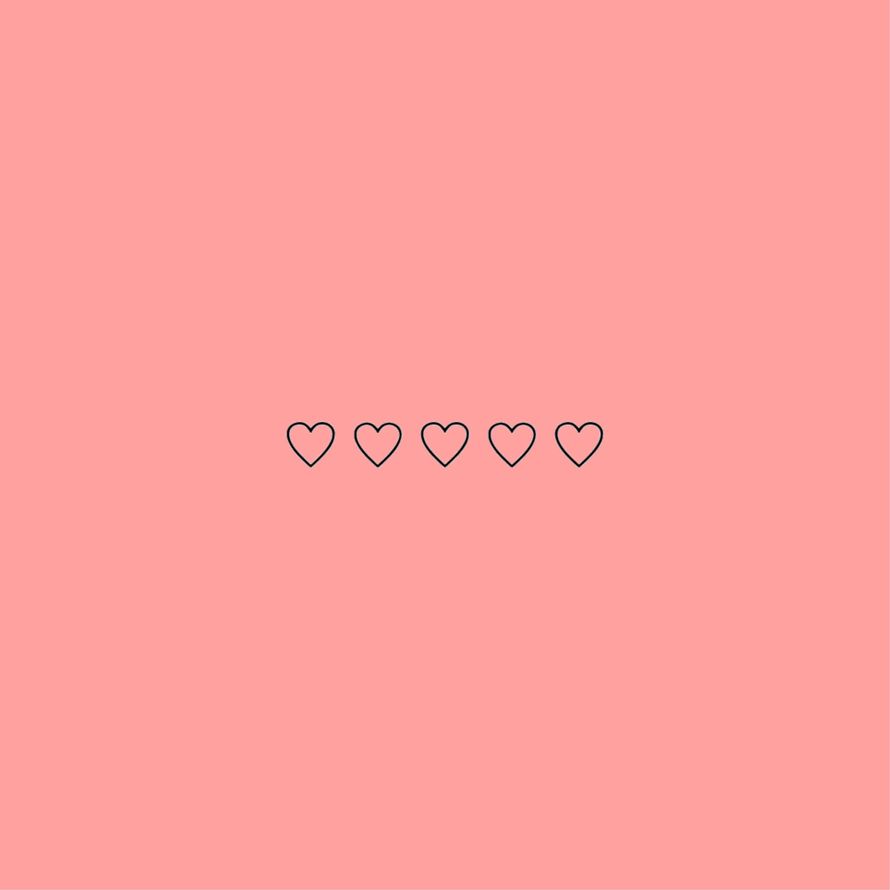 Aesthetic phone background with four hearts on a pink background - Peach, iPad