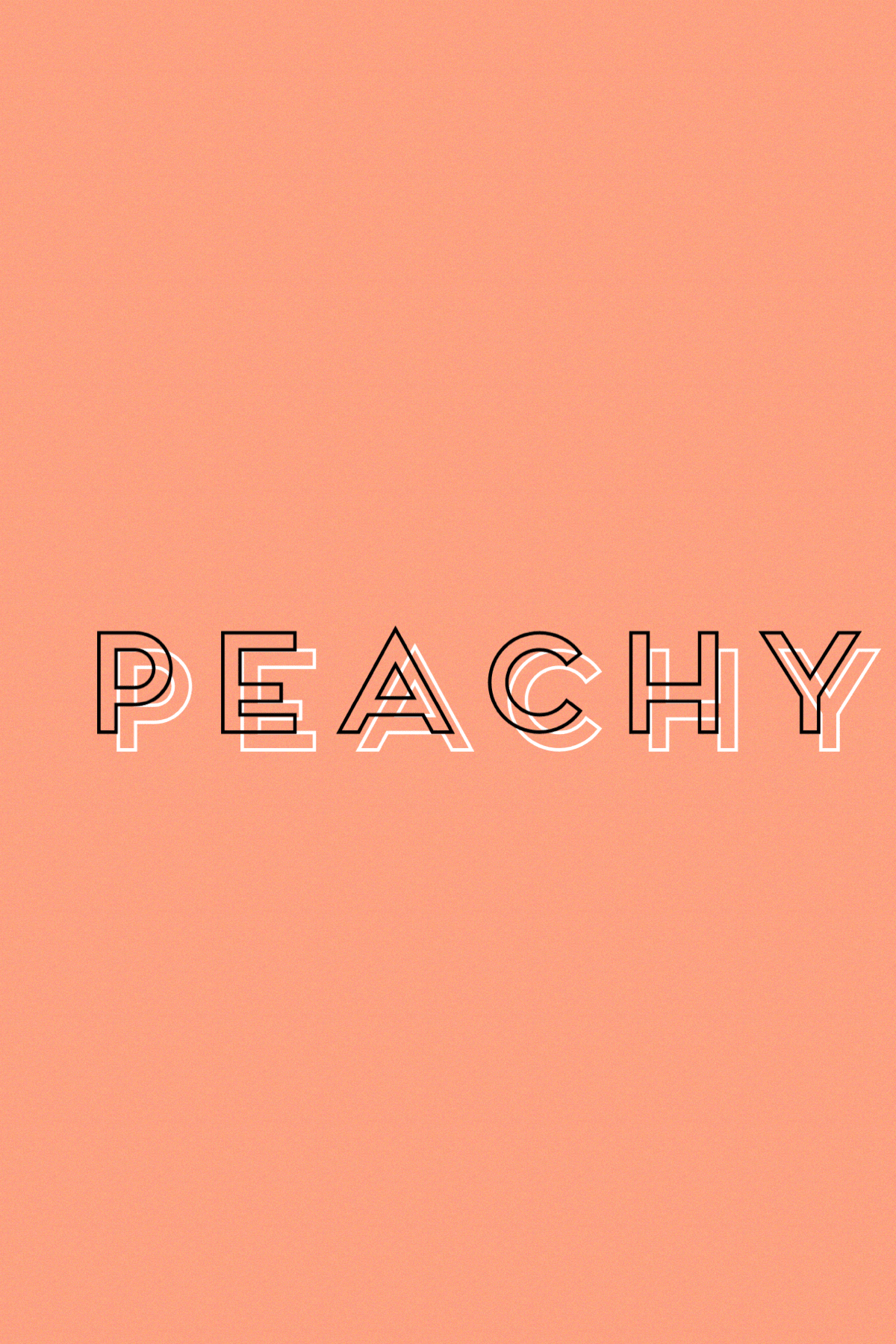 A close up of the word peachy on an orange background - Peach