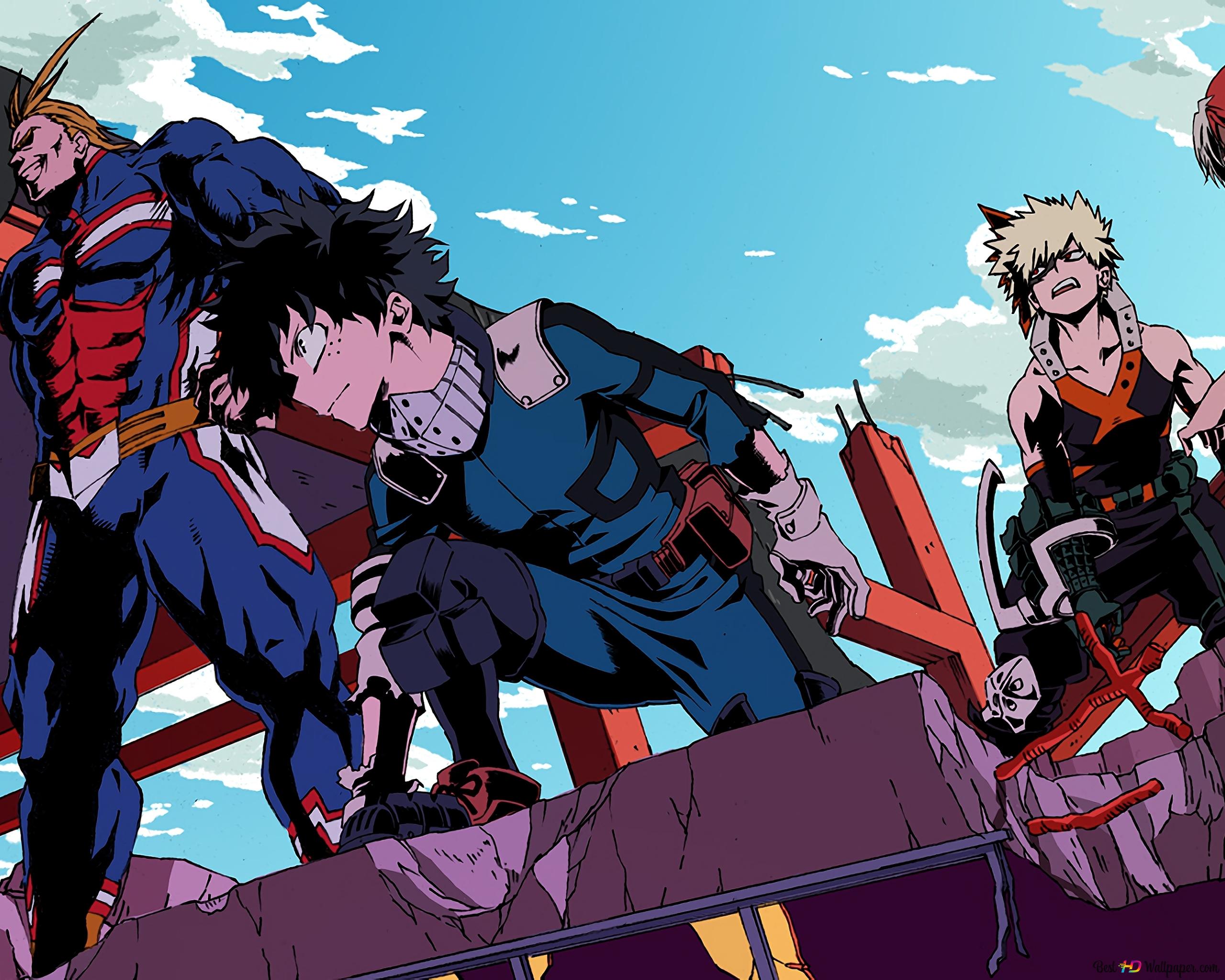 A group of anime characters standing on top - My Hero Academia