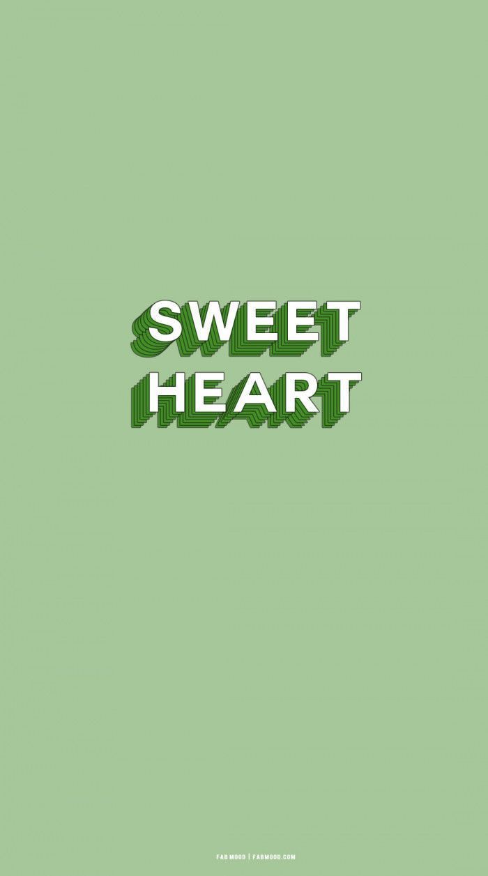 Cute Spring Wallpaper for Phone & iPhone : Sweetheart Sage Green Background