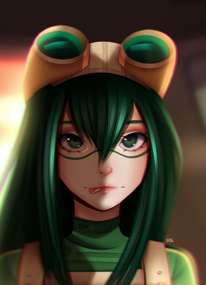 A girl with green hair and goggles - My Hero Academia