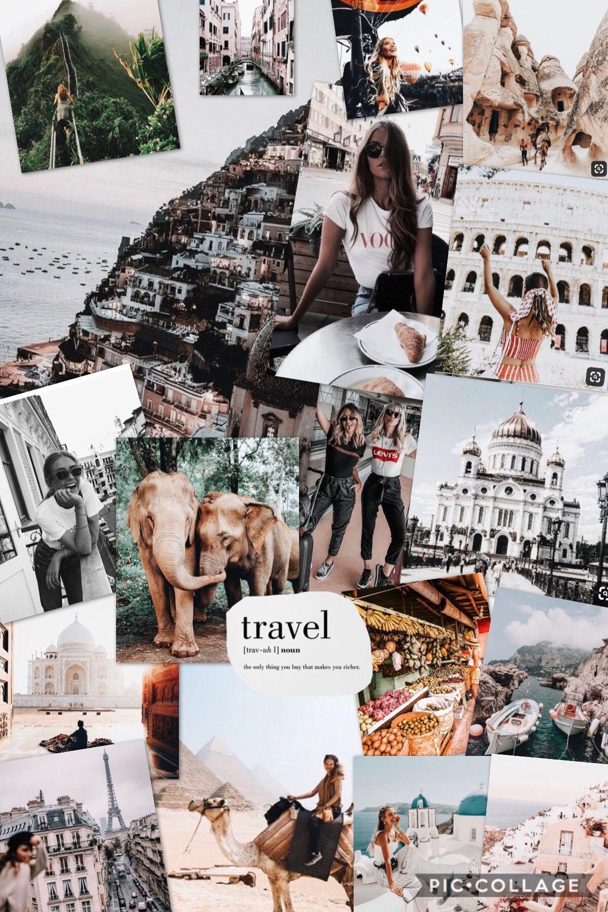 Travel aesthetic collage background for phone or desktop. Aesthetic travel background. - Travel