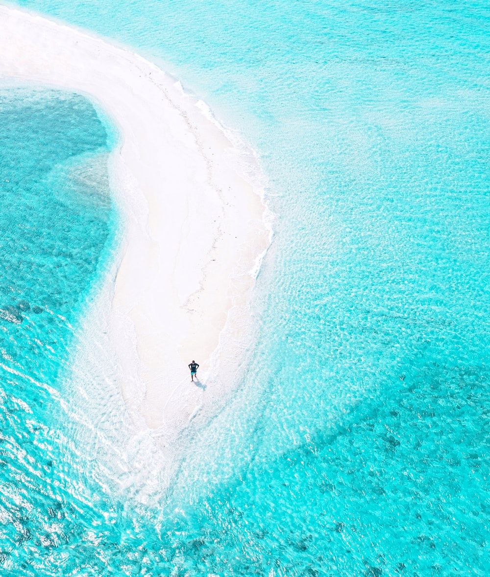 A couple walking on a sandbank in the middle of the ocean - Travel