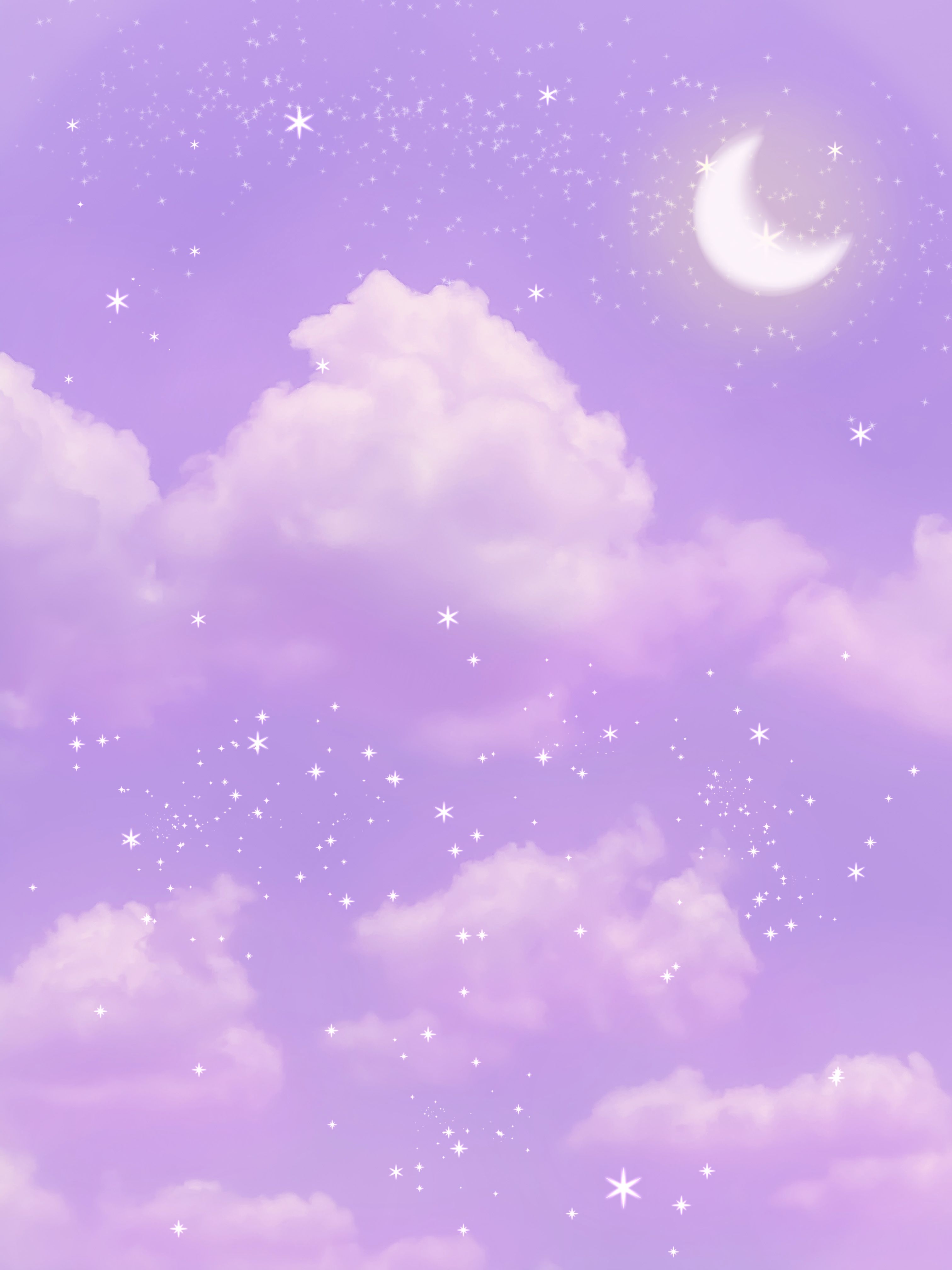 A purple sky with clouds and stars - Pastel, purple, light purple, sky, violet, cute purple, pastel purple