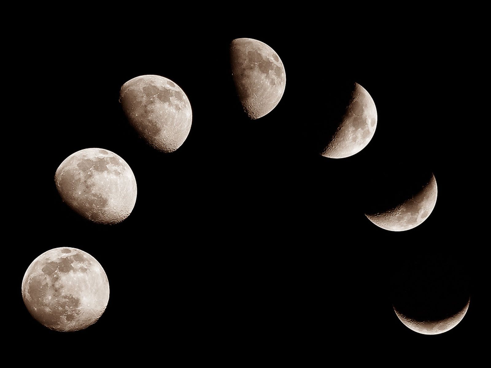 A series of full and new moons - Moon phases