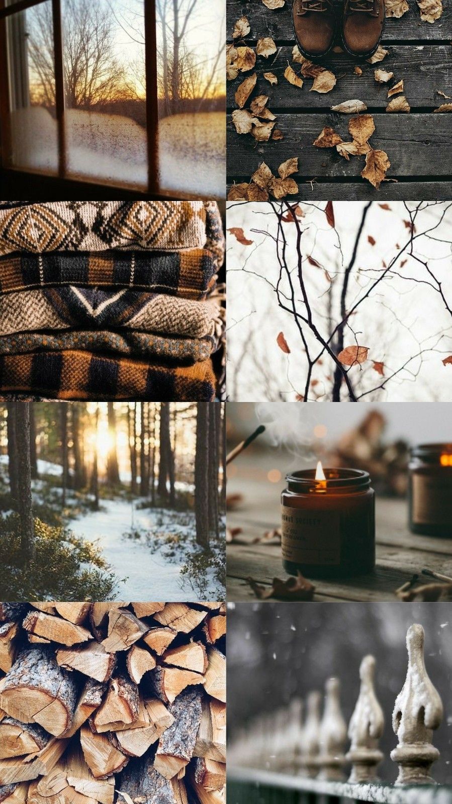 Aesthetic of a cozy cabin in the woods with a fire burning and a warm blanket - Snow