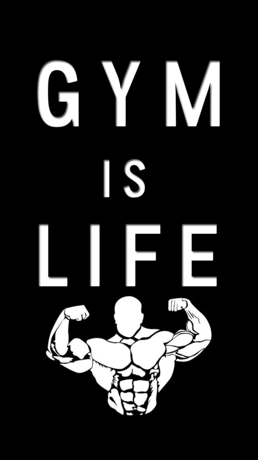 A white silhouette of a bodybuilder on a black background with the words 