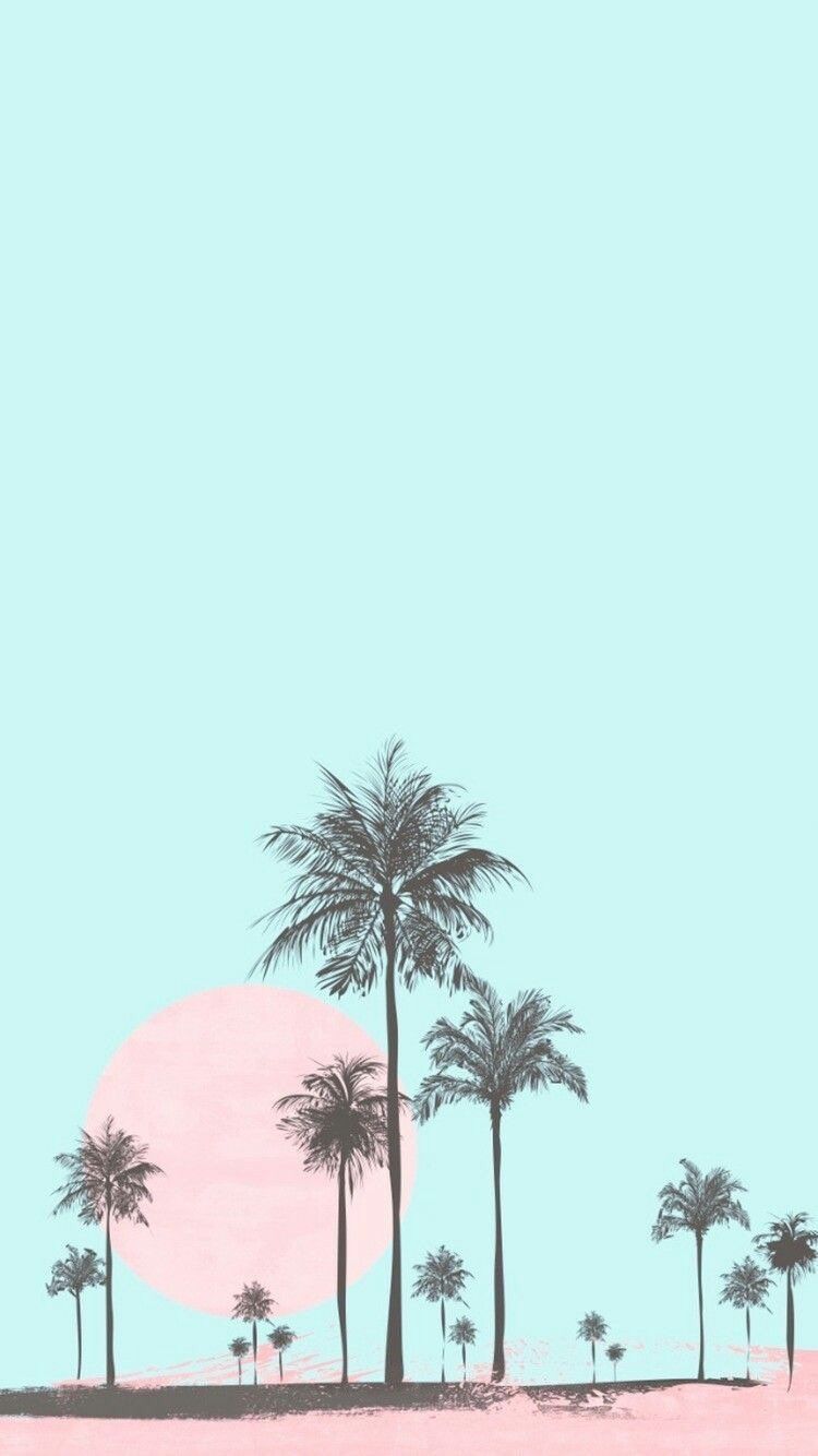 Aesthetic wallpaper for phone with palm trees. - Tropical