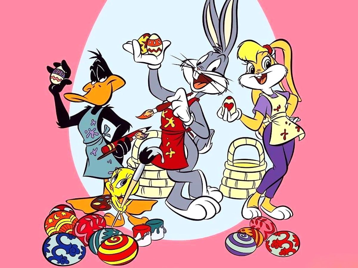 The looney tunes are having an easter egg hunt - Bugs Bunny