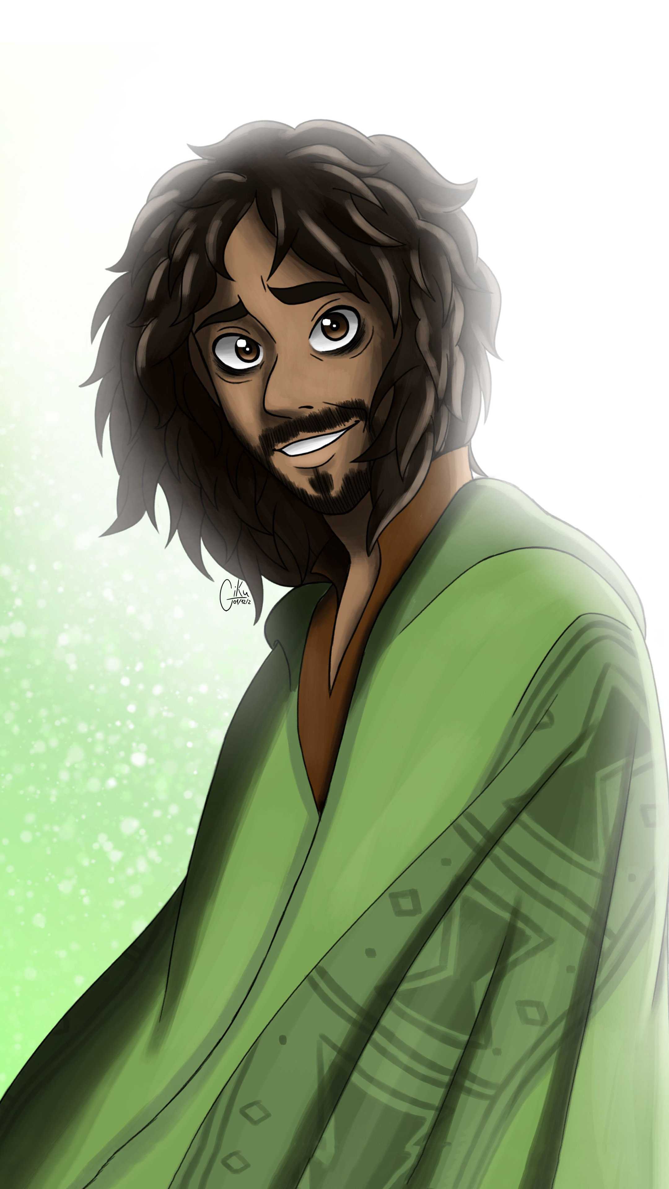 A man with long hair and green robe - Encanto